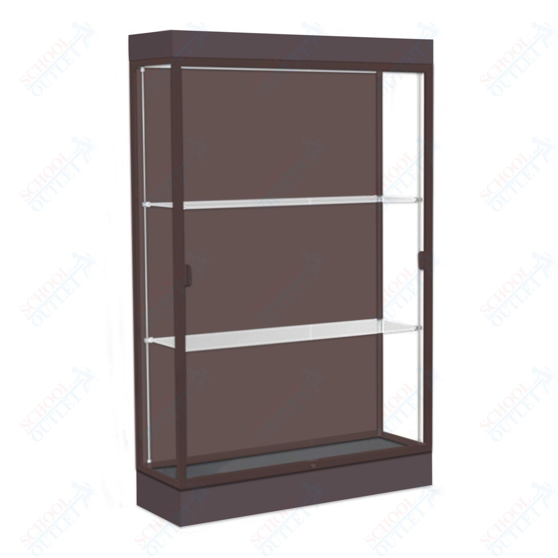 Waddell Edge 92 Lighted Floor Case w/ Chocolate Back & Dark Bronze Frame - 48"W x 76"H x 20"D(Waddell WAD - 92LFCO - BZ) - SchoolOutlet