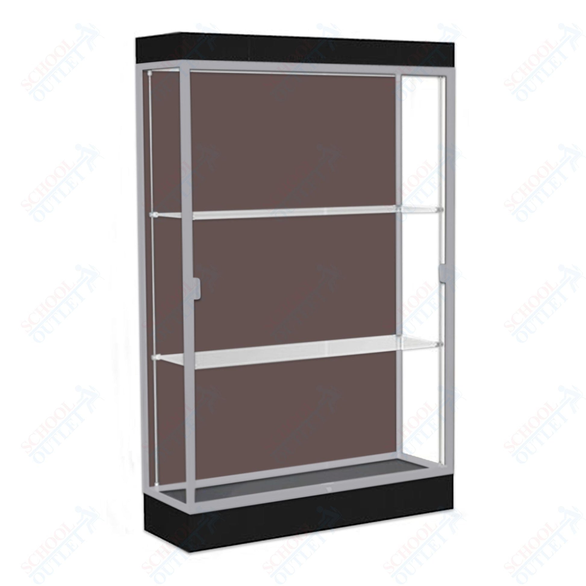 Waddell Edge 92 Lighted Floor Case w/ Chocolate Back & Satin Natural Frame - 48"W x 76"H x 20"D(Waddell WAD - 92LFCO - SN) - SchoolOutlet