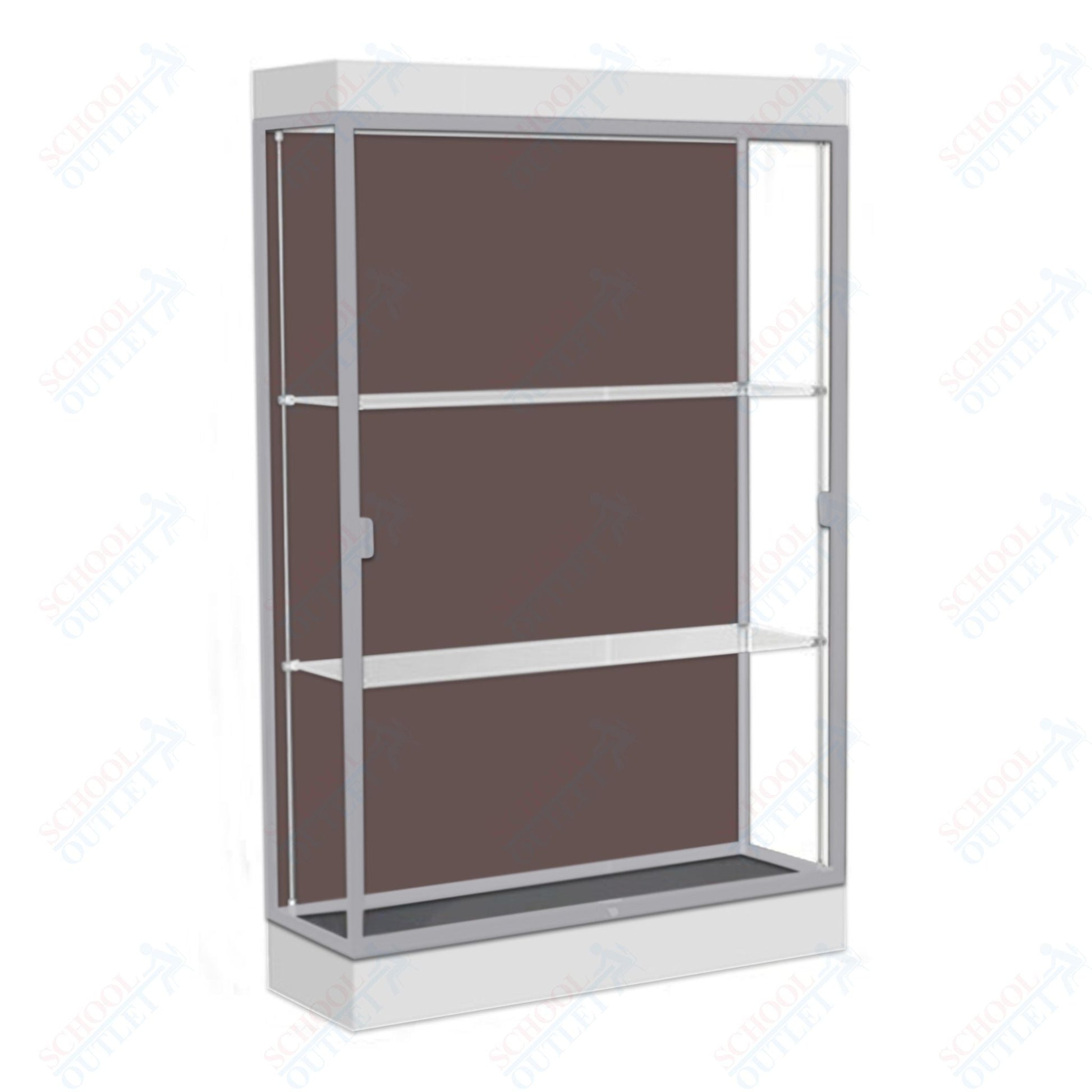 Waddell Edge 92 Lighted Floor Case w/ Chocolate Back & Satin Natural Frame - 48"W x 76"H x 20"D(Waddell WAD - 92LFCO - SN) - SchoolOutlet