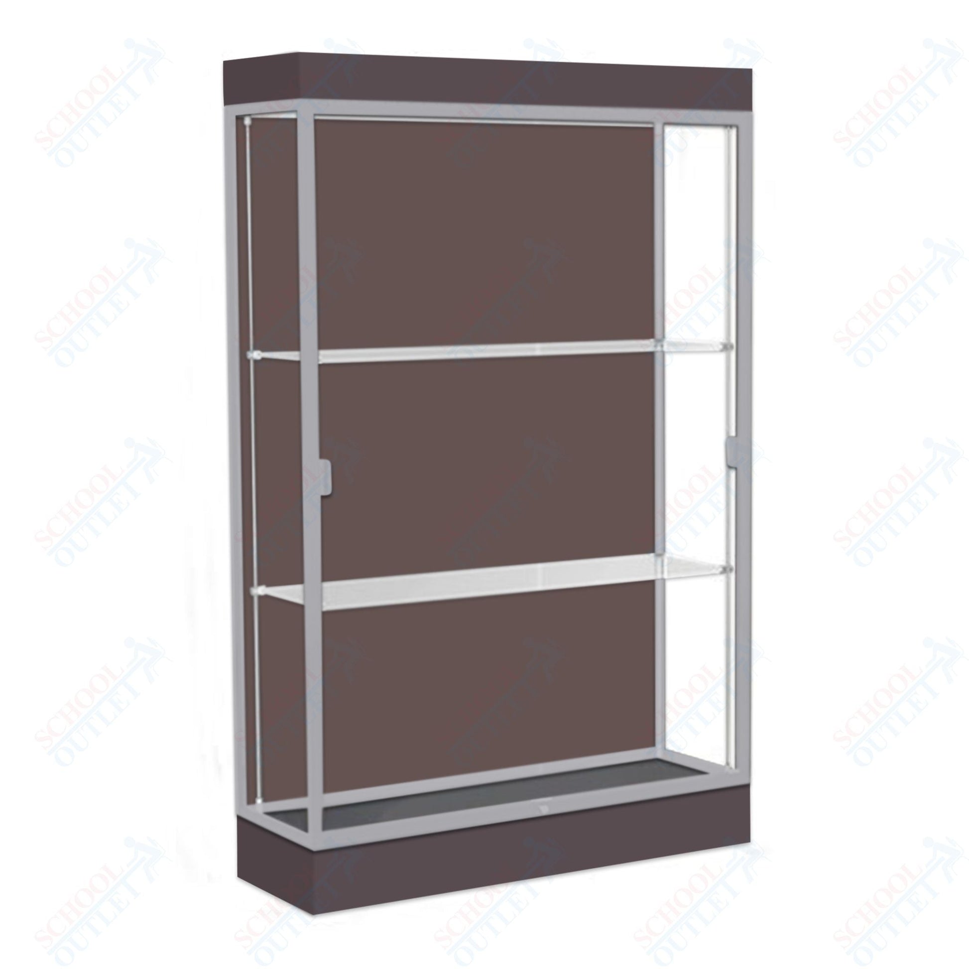 Waddell Edge 92 Lighted Floor Case w/ Chocolate Back & Satin Natural Frame - 48"W x 76"H x 20"D(Waddell WAD - 92LFCO - SN) - SchoolOutlet