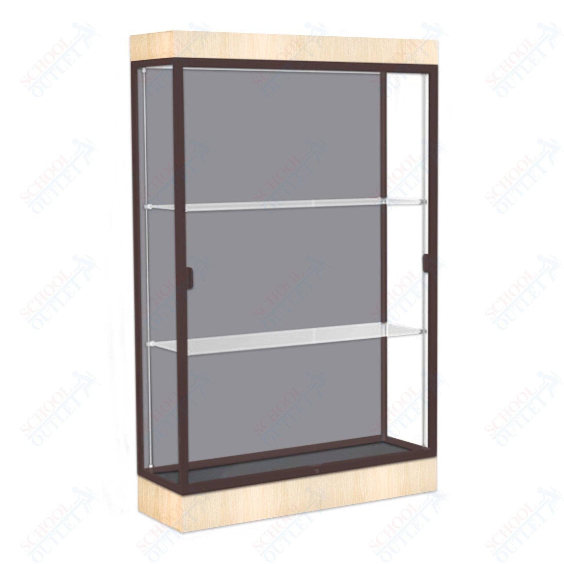 Waddell Edge 92 Lighted Floor Case w/ Harbor Back & Dark Bronze Frame - 48"W x 76"H x 20"D(Waddell WAD - 92LFHB - BZ) - SchoolOutlet