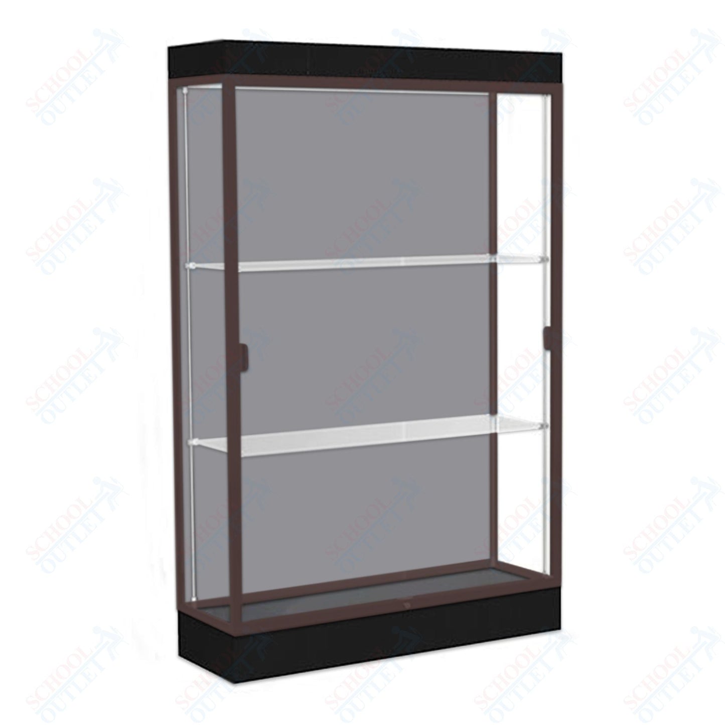 Waddell Edge 92 Lighted Floor Case w/ Harbor Back & Dark Bronze Frame - 48"W x 76"H x 20"D(Waddell WAD - 92LFHB - BZ) - SchoolOutlet