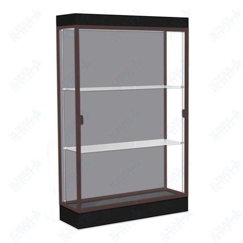 Waddell Edge 92 Lighted Floor Case w/ Harbor Back & Dark Bronze Frame - 48"W x 76"H x 20"D(Waddell WAD - 92LFHB - BZ) - SchoolOutlet
