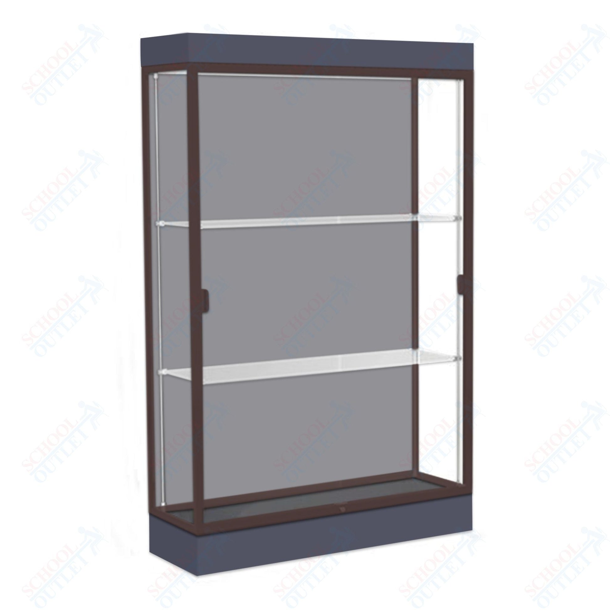 Waddell Edge 92 Lighted Floor Case w/ Harbor Back & Dark Bronze Frame - 48"W x 76"H x 20"D(Waddell WAD - 92LFHB - BZ) - SchoolOutlet
