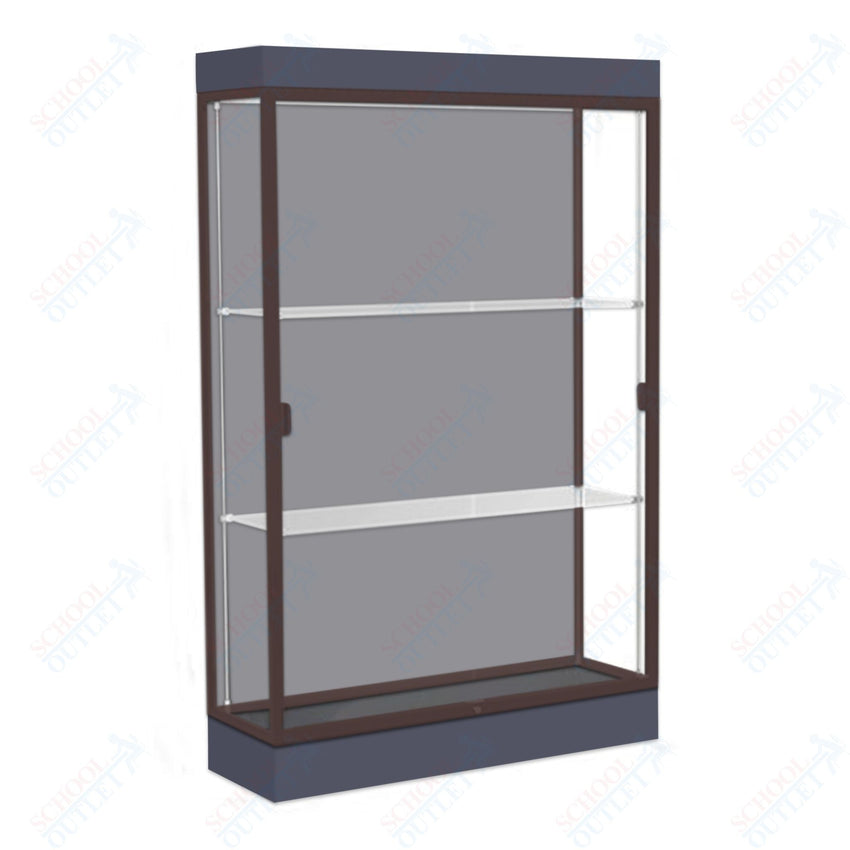 Waddell Edge 92 Lighted Floor Case w/ Harbor Back & Dark Bronze Frame - 48"W x 76"H x 20"D(Waddell WAD - 92LFHB - BZ) - SchoolOutlet