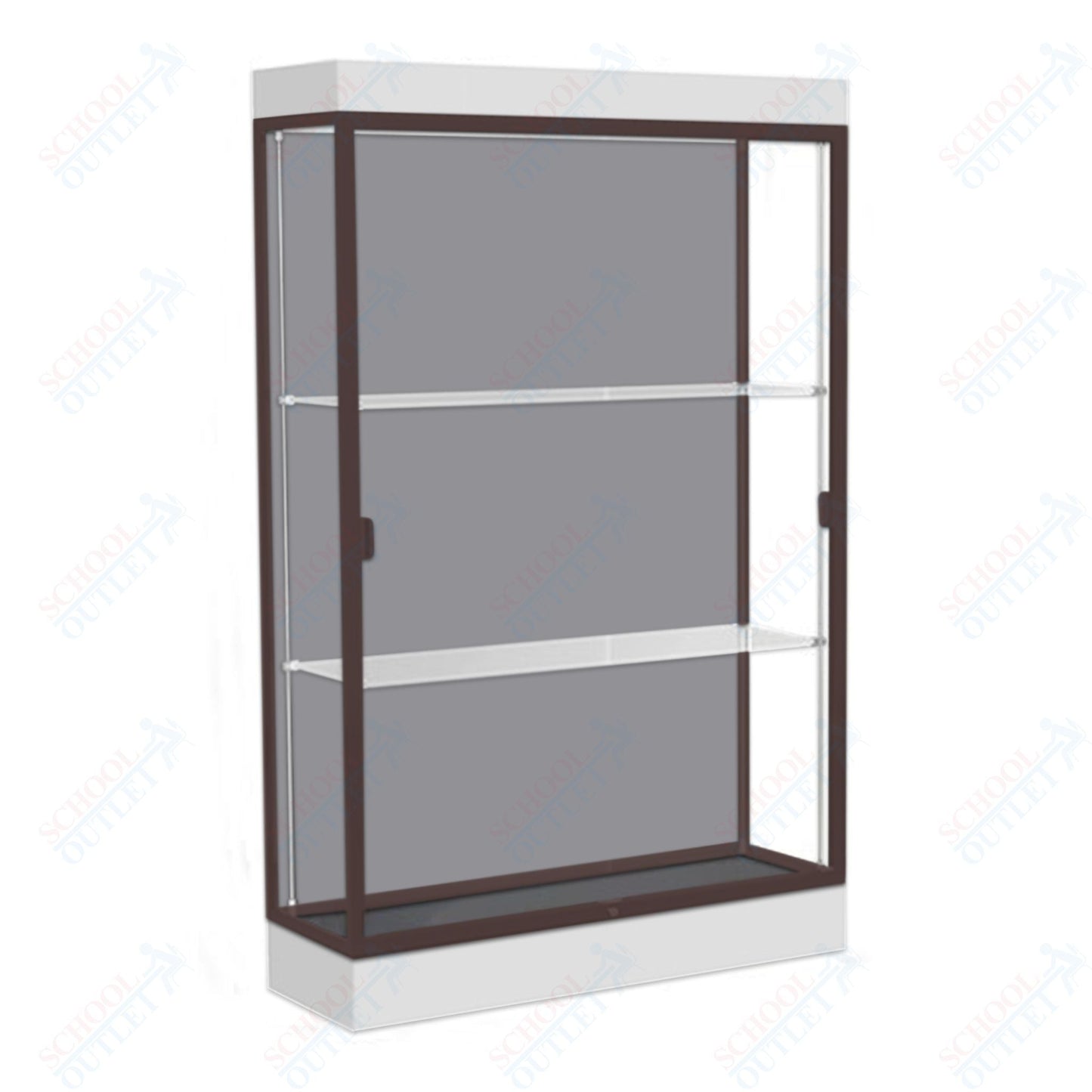 Waddell Edge 92 Lighted Floor Case w/ Harbor Back & Dark Bronze Frame - 48"W x 76"H x 20"D(Waddell WAD - 92LFHB - BZ) - SchoolOutlet