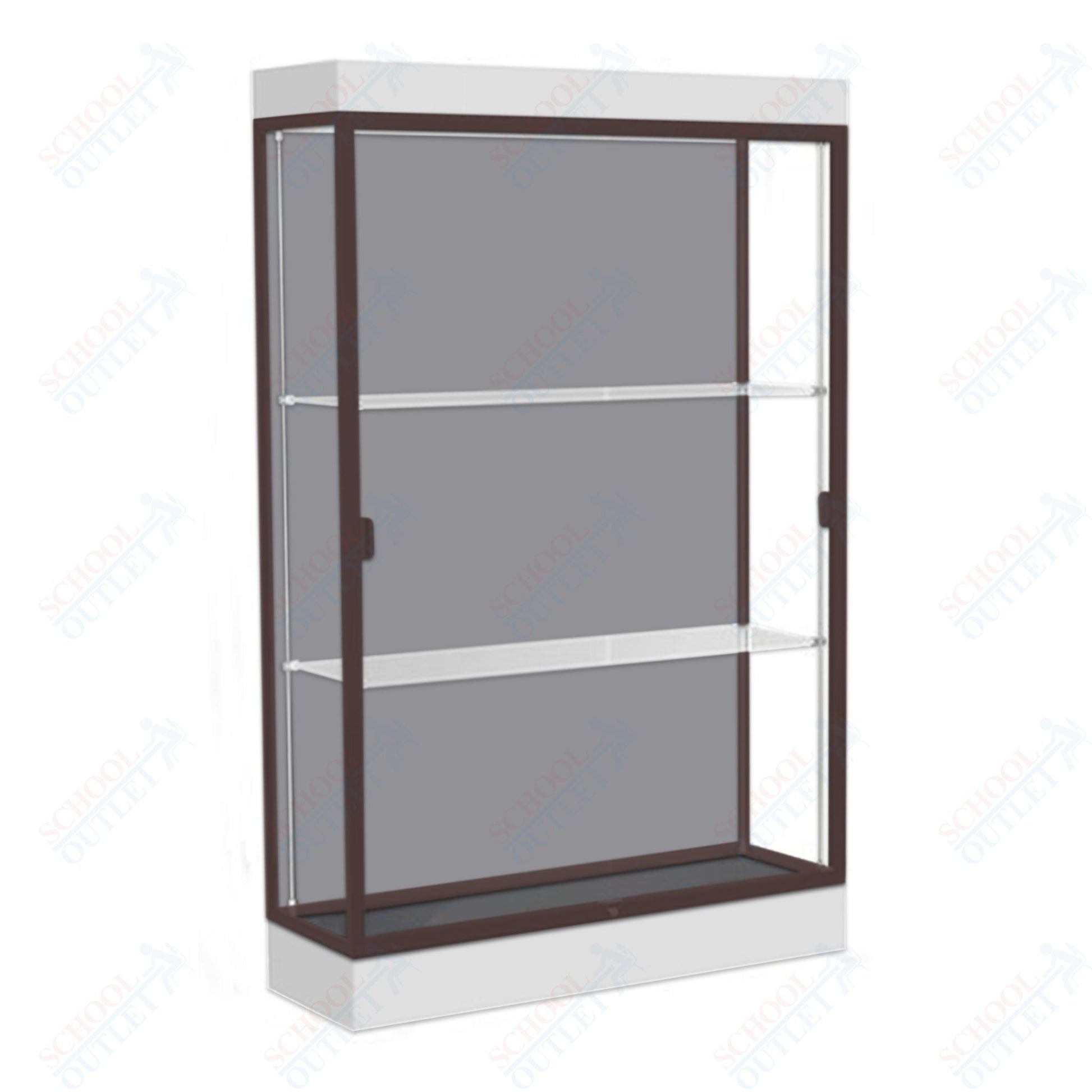 Waddell Edge 92 Lighted Floor Case w/ Harbor Back & Dark Bronze Frame - 48"W x 76"H x 20"D(Waddell WAD - 92LFHB - BZ) - SchoolOutlet