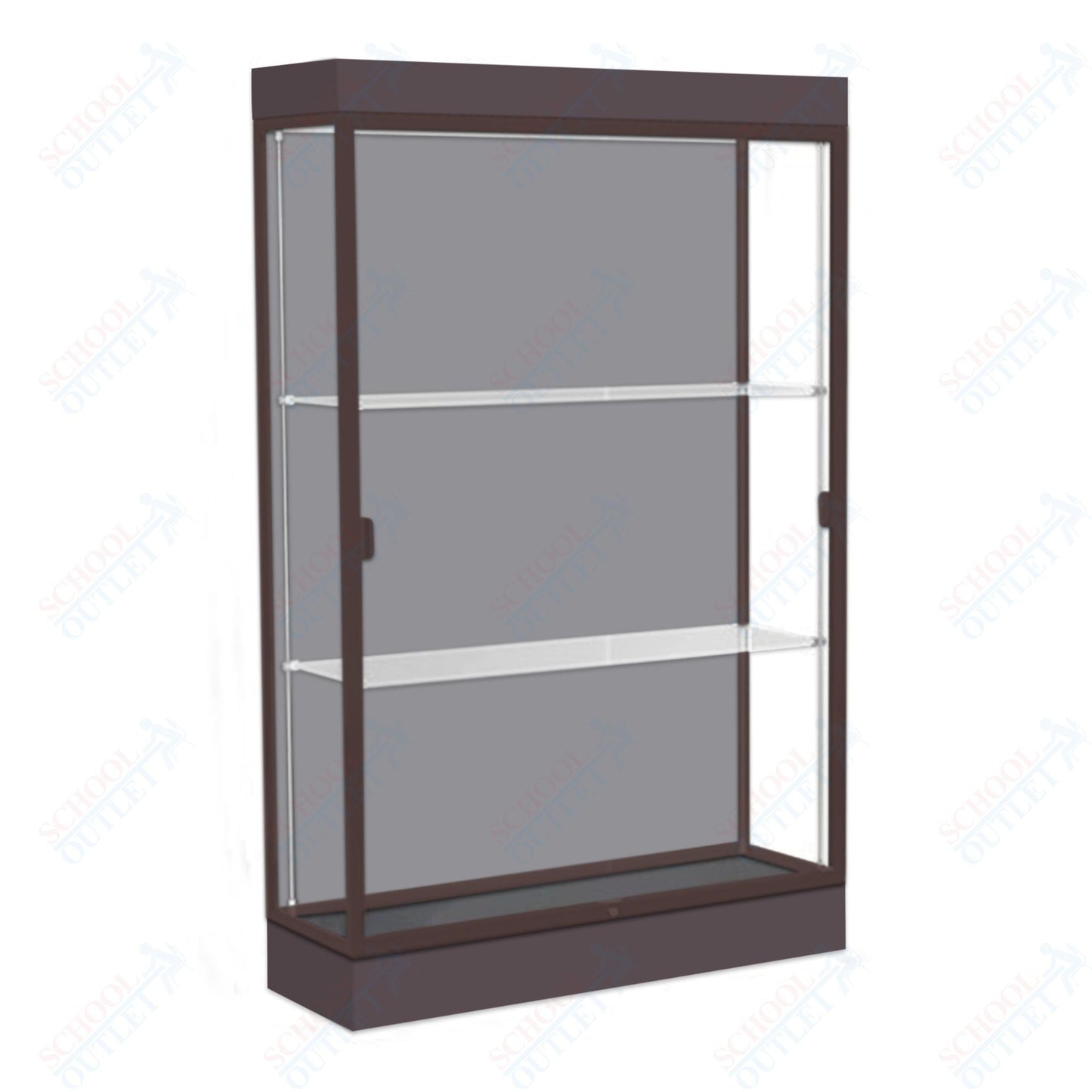 Waddell Edge 92 Lighted Floor Case w/ Harbor Back & Dark Bronze Frame - 48"W x 76"H x 20"D(Waddell WAD - 92LFHB - BZ) - SchoolOutlet