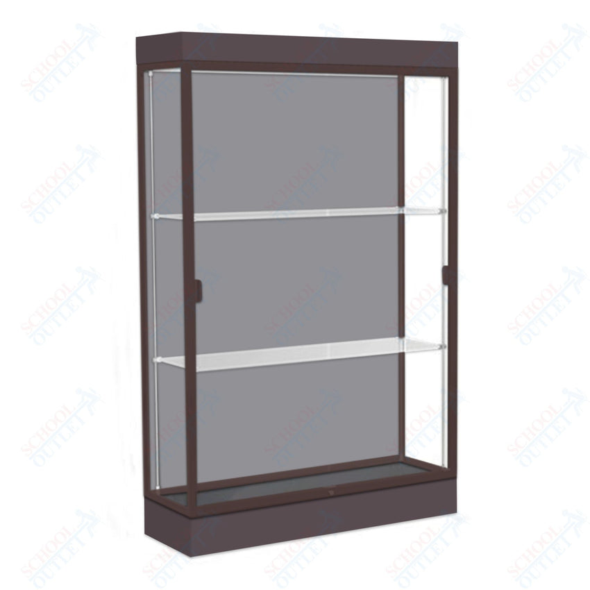 Waddell Edge 92 Lighted Floor Case w/ Harbor Back & Dark Bronze Frame - 48"W x 76"H x 20"D(Waddell WAD - 92LFHB - BZ) - SchoolOutlet