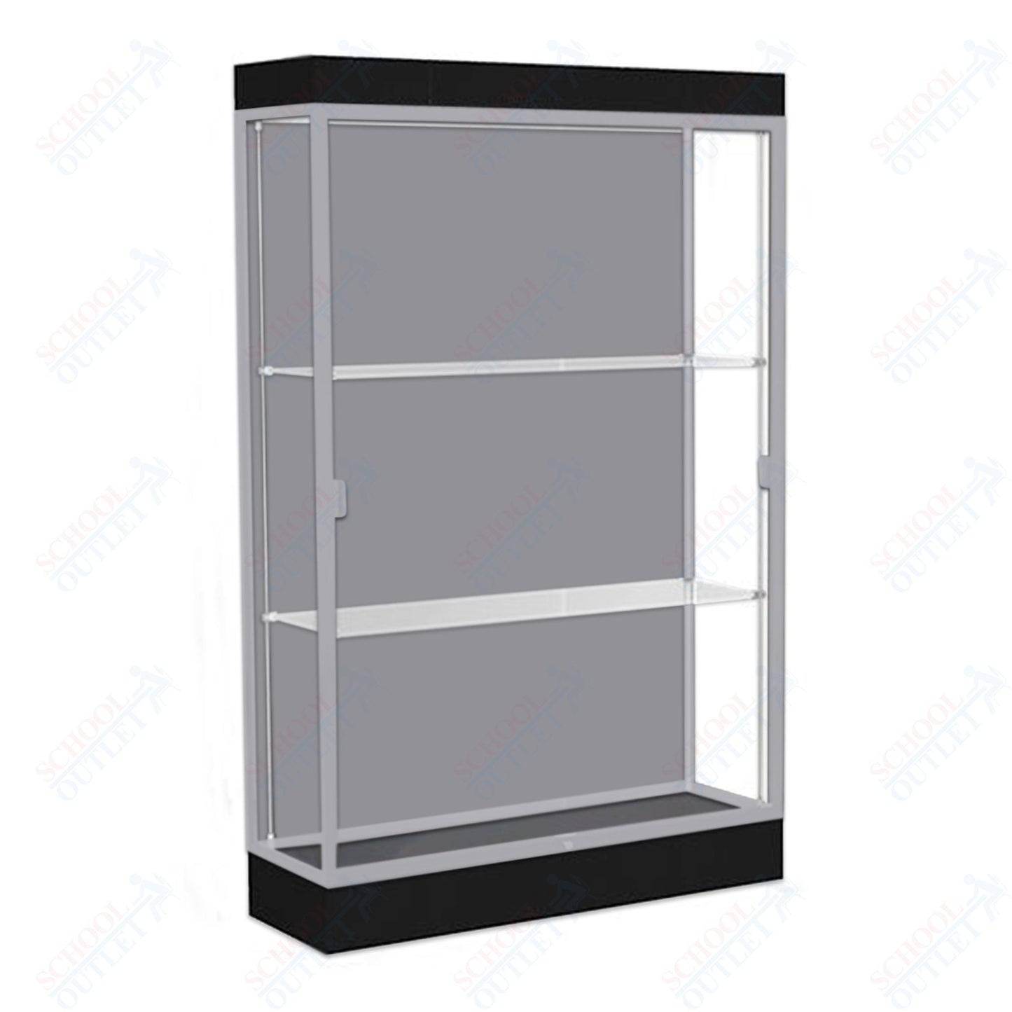 Waddell Edge 92 Lighted Floor Case w/ Harbor Back & Satin Natural Frame - 48"W x 76"H x 20"D(Waddell WAD - 92LFHB - SN) - SchoolOutlet
