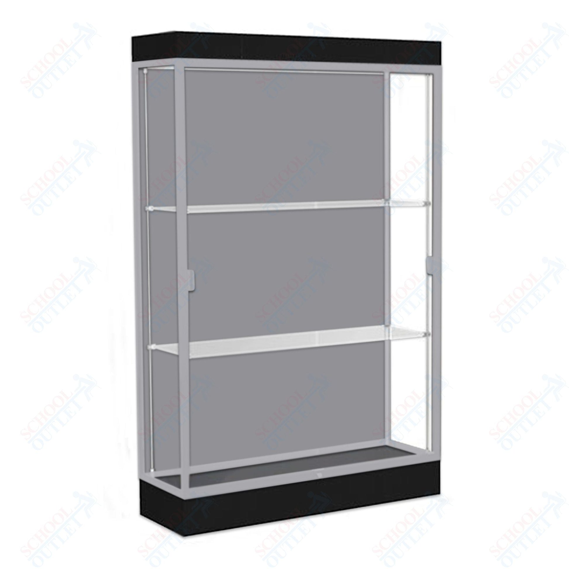 Waddell Edge 92 Lighted Floor Case w/ Harbor Back & Satin Natural Frame - 48"W x 76"H x 20"D(Waddell WAD - 92LFHB - SN) - SchoolOutlet