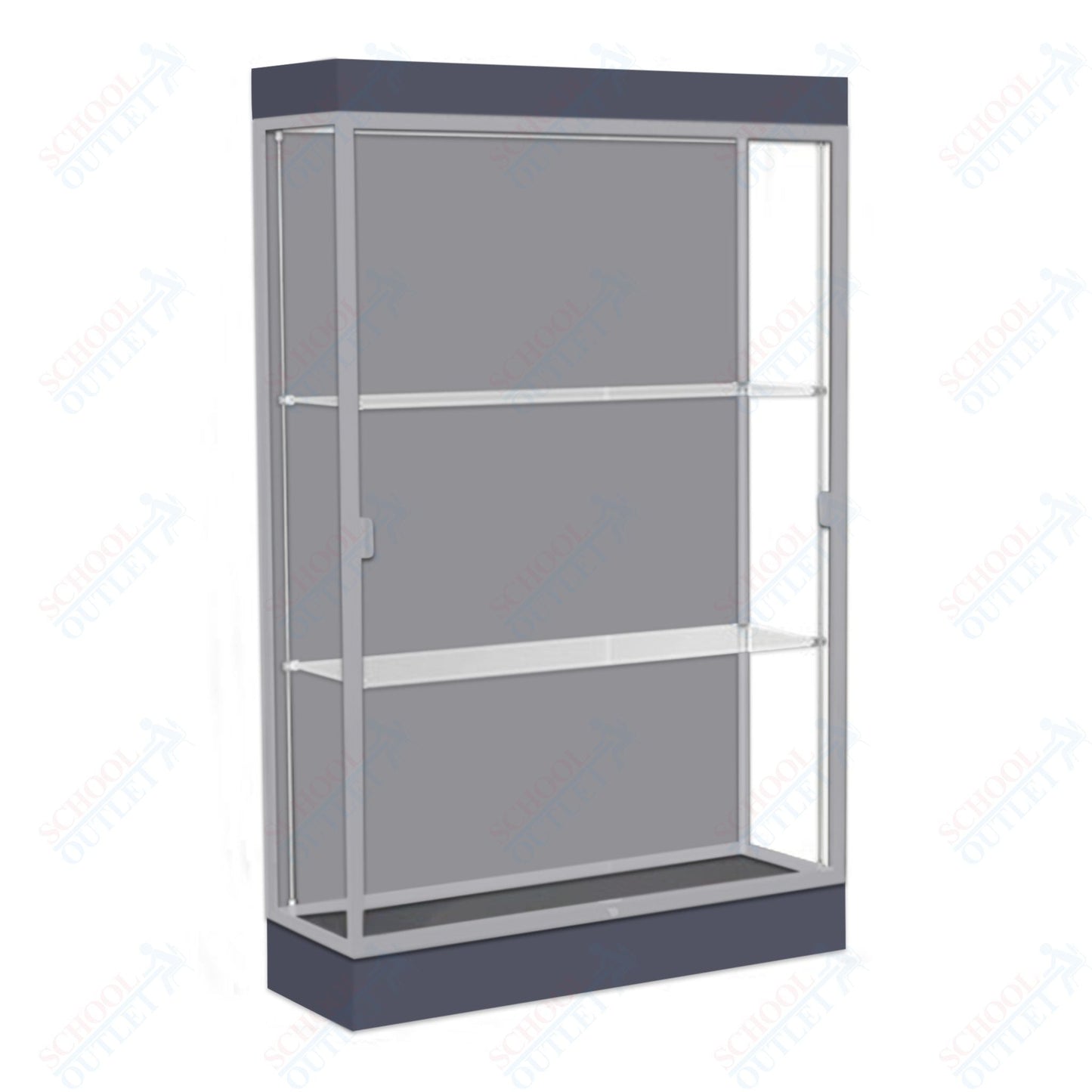 Waddell Edge 92 Lighted Floor Case w/ Harbor Back & Satin Natural Frame - 48"W x 76"H x 20"D(Waddell WAD - 92LFHB - SN) - SchoolOutlet