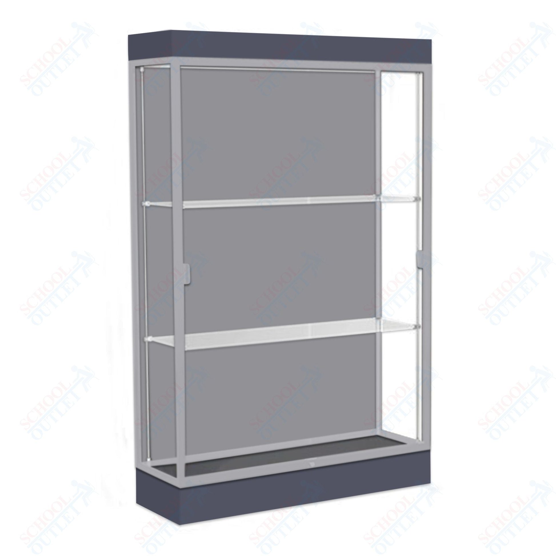 Waddell Edge 92 Lighted Floor Case w/ Harbor Back & Satin Natural Frame - 48"W x 76"H x 20"D(Waddell WAD - 92LFHB - SN) - SchoolOutlet