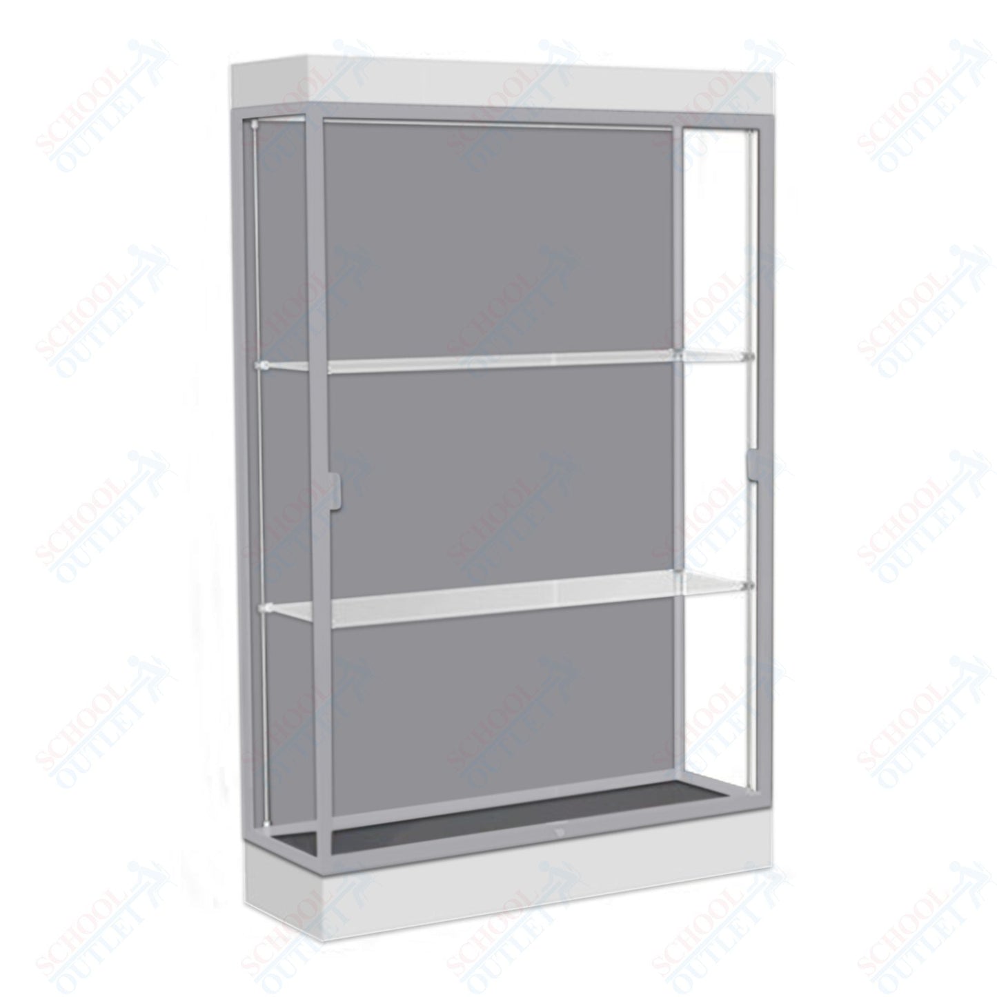 Waddell Edge 92 Lighted Floor Case w/ Harbor Back & Satin Natural Frame - 48"W x 76"H x 20"D(Waddell WAD - 92LFHB - SN) - SchoolOutlet