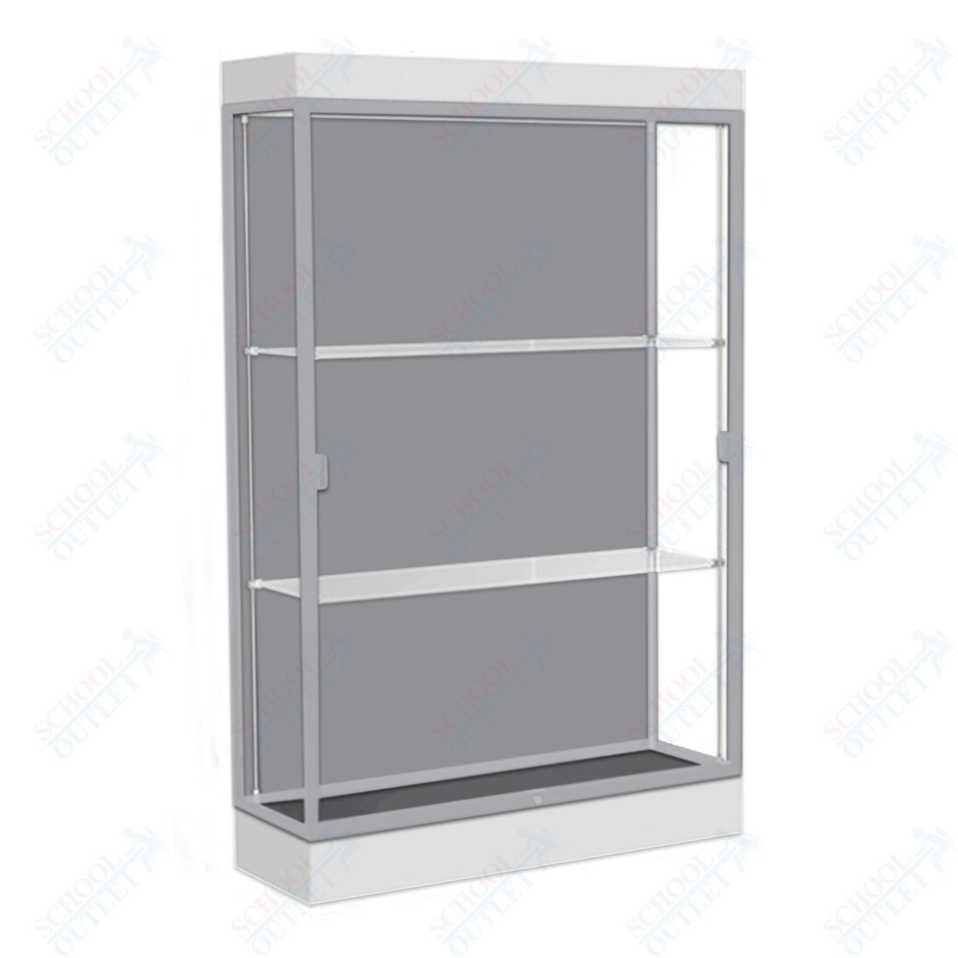 Waddell Edge 92 Lighted Floor Case w/ Harbor Back & Satin Natural Frame - 48"W x 76"H x 20"D(Waddell WAD - 92LFHB - SN) - SchoolOutlet