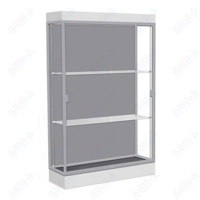 Waddell Edge 92 Lighted Floor Case w/ Harbor Back & Satin Natural Frame - 48"W x 76"H x 20"D(Waddell WAD - 92LFHB - SN) - SchoolOutlet