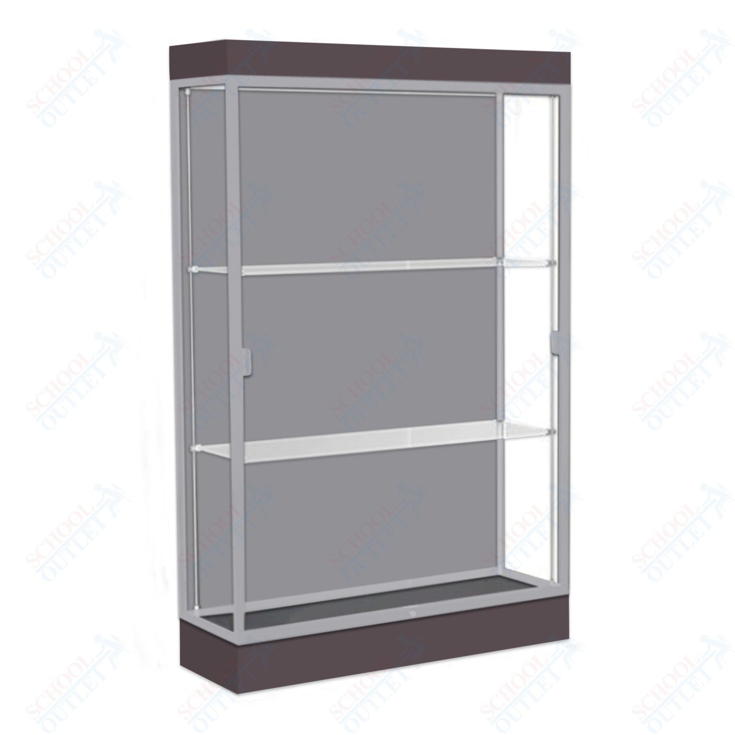 Waddell Edge 92 Lighted Floor Case w/ Harbor Back & Satin Natural Frame - 48"W x 76"H x 20"D(Waddell WAD - 92LFHB - SN) - SchoolOutlet