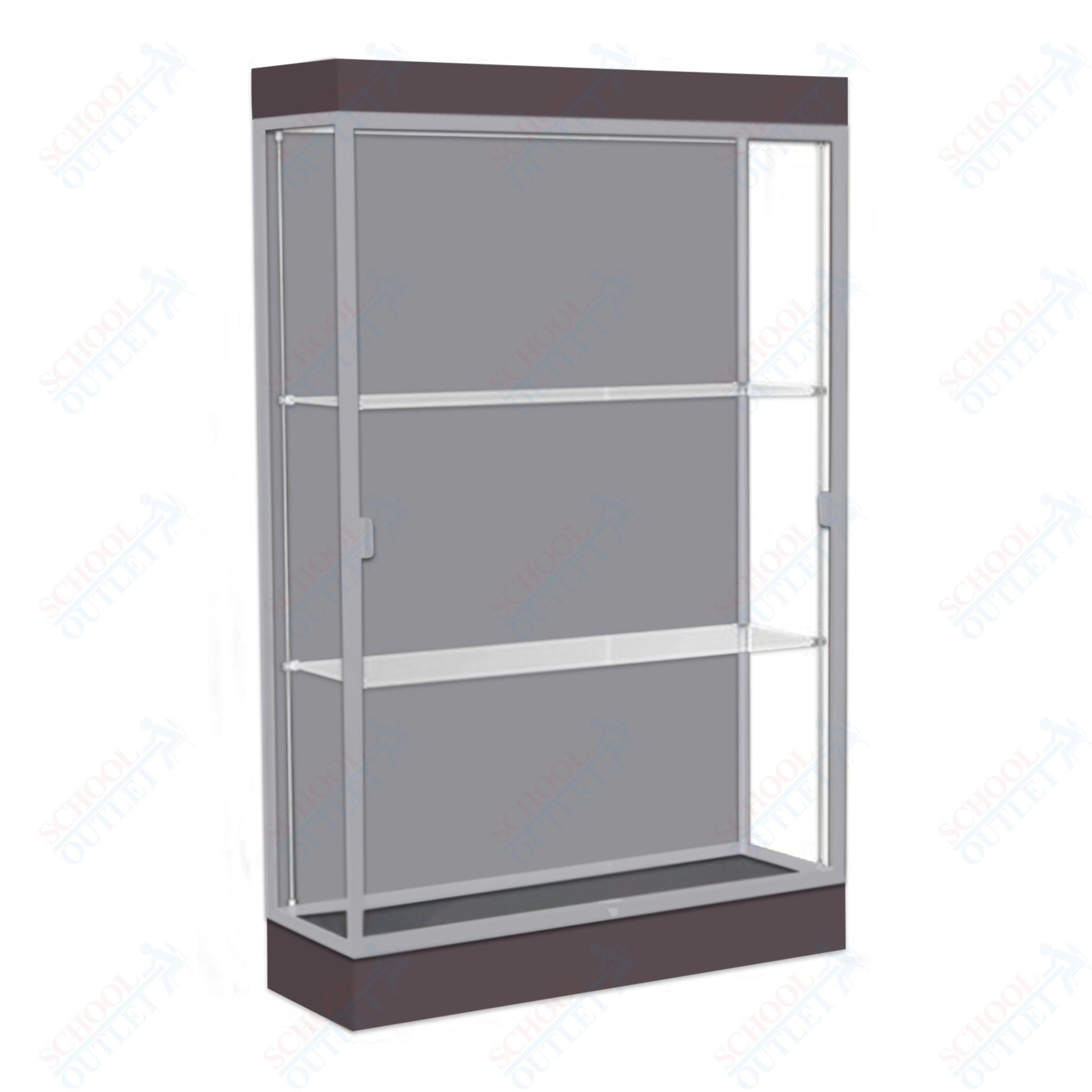 Waddell Edge 92 Lighted Floor Case w/ Harbor Back & Satin Natural Frame - 48"W x 76"H x 20"D(Waddell WAD - 92LFHB - SN) - SchoolOutlet