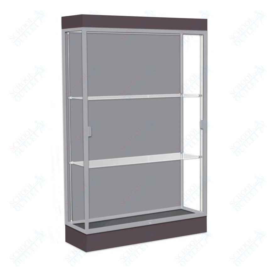 Waddell Edge 92 Lighted Floor Case w/ Harbor Back & Satin Natural Frame - 48"W x 76"H x 20"D(Waddell WAD - 92LFHB - SN) - SchoolOutlet