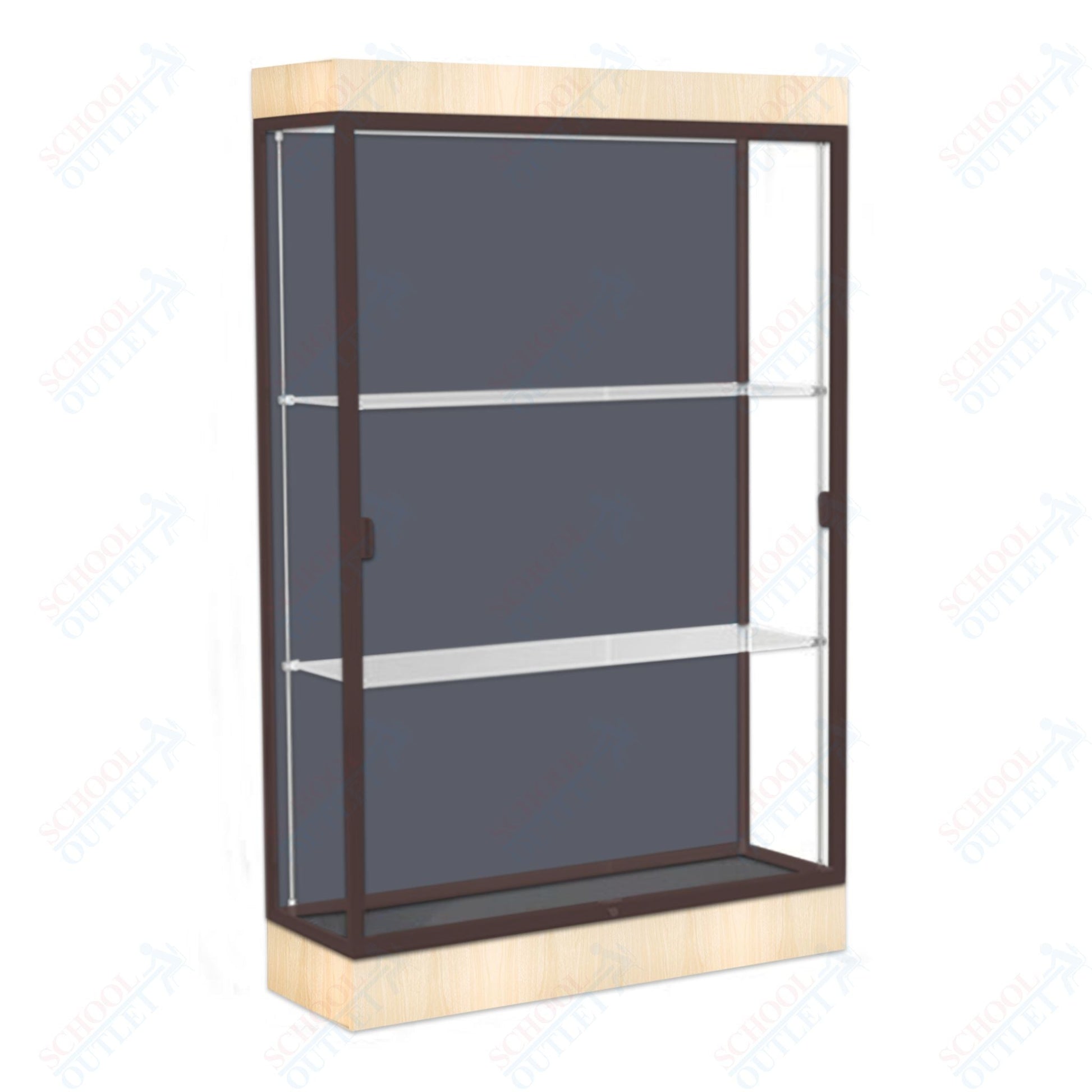 Waddell Edge 92 Lighted Floor Case w/ Slate Back & Dark Bronze Frame - 48"W x 76"H x 20"D(Waddell WAD - 92LFSL - BZ) - SchoolOutlet
