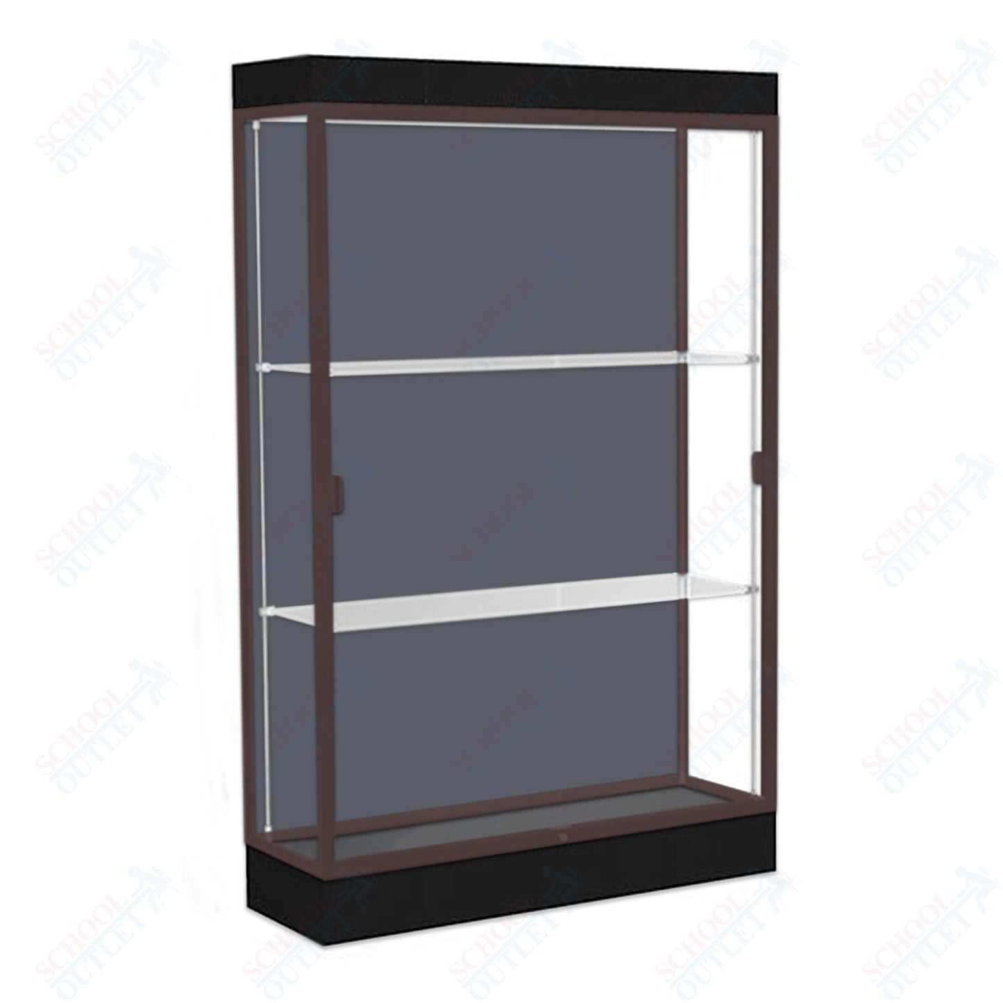 Waddell Edge 92 Lighted Floor Case w/ Slate Back & Dark Bronze Frame - 48"W x 76"H x 20"D(Waddell WAD - 92LFSL - BZ) - SchoolOutlet