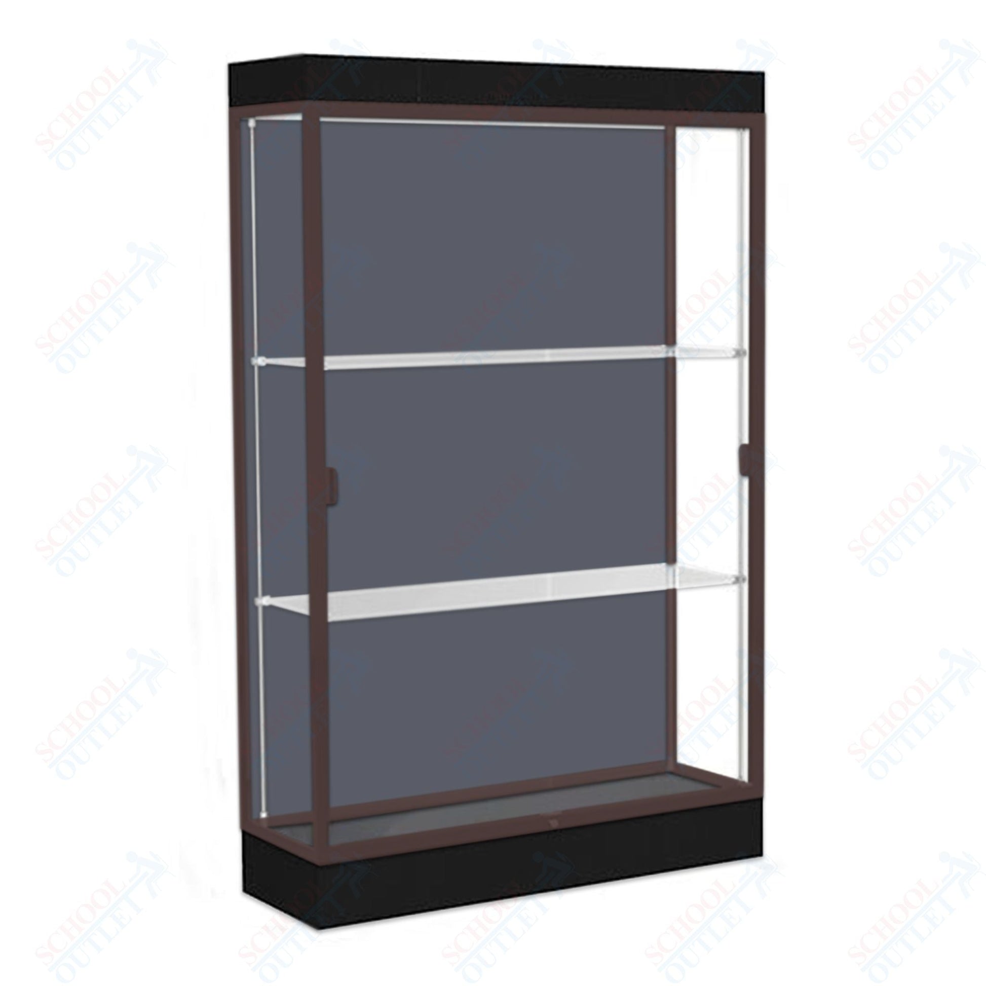 Waddell Edge 92 Lighted Floor Case w/ Slate Back & Dark Bronze Frame - 48"W x 76"H x 20"D(Waddell WAD - 92LFSL - BZ) - SchoolOutlet