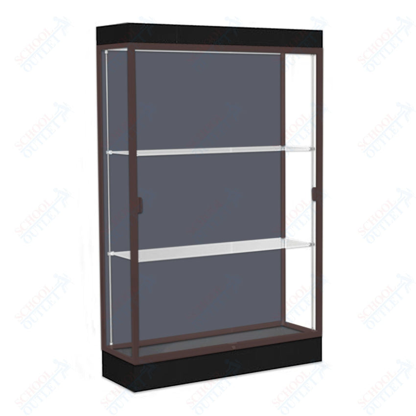 Waddell Edge 92 Lighted Floor Case w/ Slate Back & Dark Bronze Frame - 48"W x 76"H x 20"D(Waddell WAD - 92LFSL - BZ) - SchoolOutlet