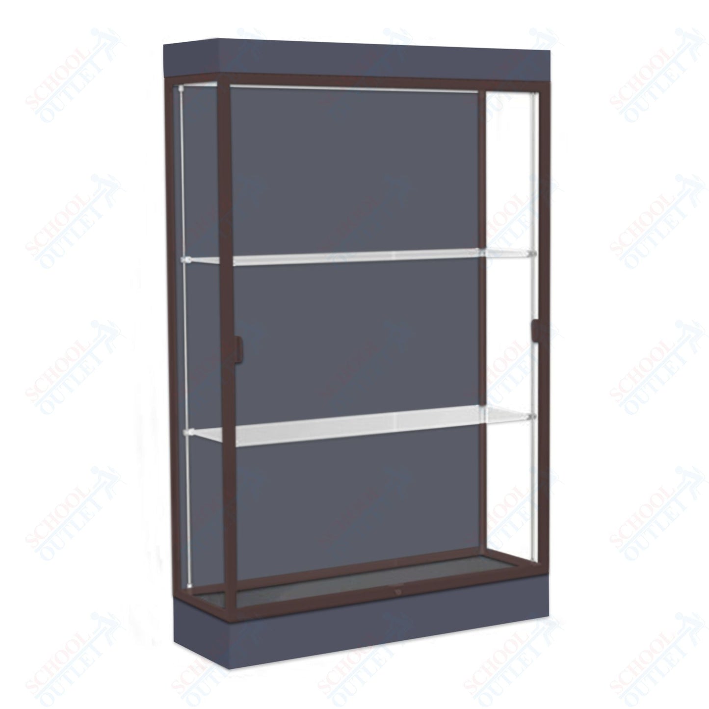 Waddell Edge 92 Lighted Floor Case w/ Slate Back & Dark Bronze Frame - 48"W x 76"H x 20"D(Waddell WAD - 92LFSL - BZ) - SchoolOutlet