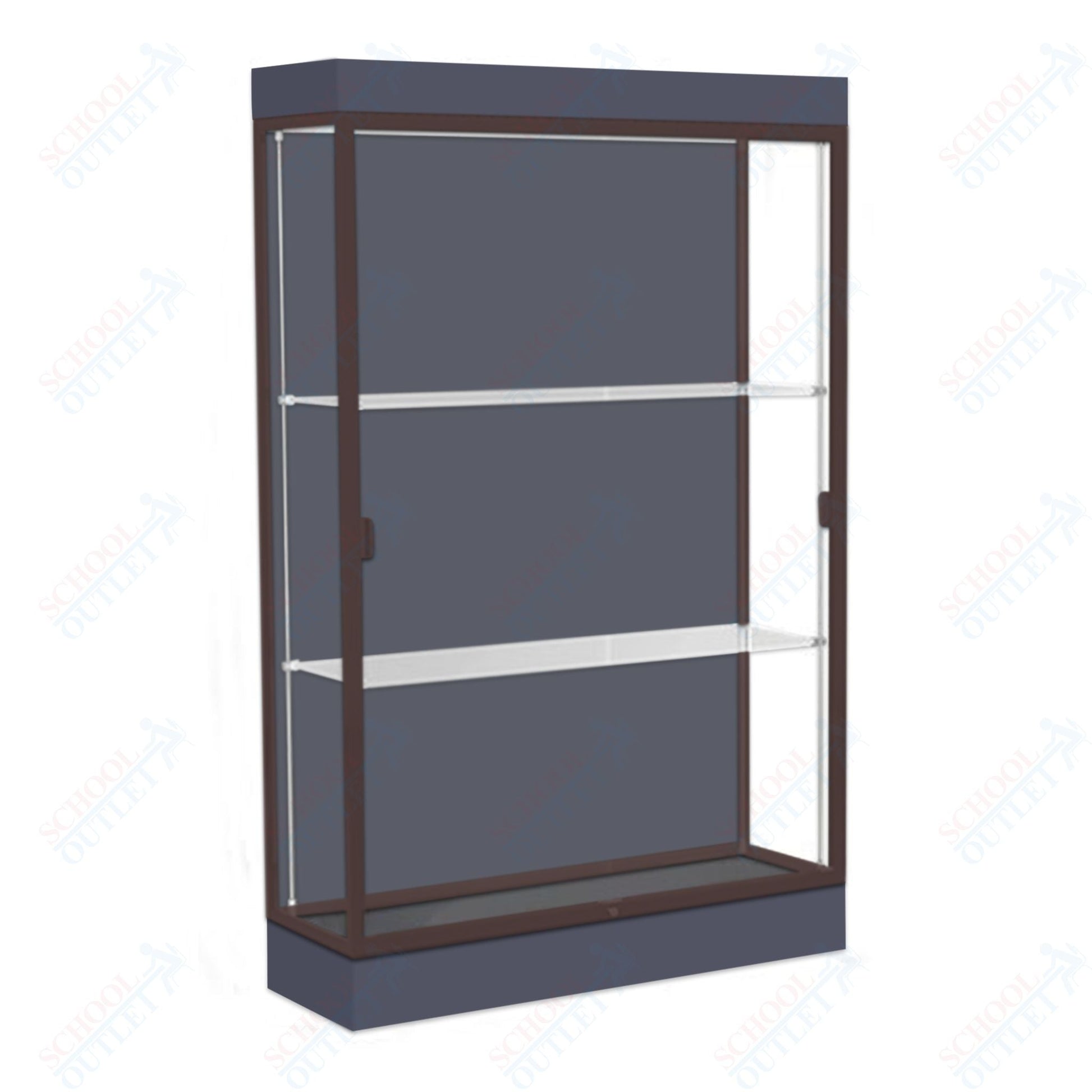 Waddell Edge 92 Lighted Floor Case w/ Slate Back & Dark Bronze Frame - 48"W x 76"H x 20"D(Waddell WAD - 92LFSL - BZ) - SchoolOutlet