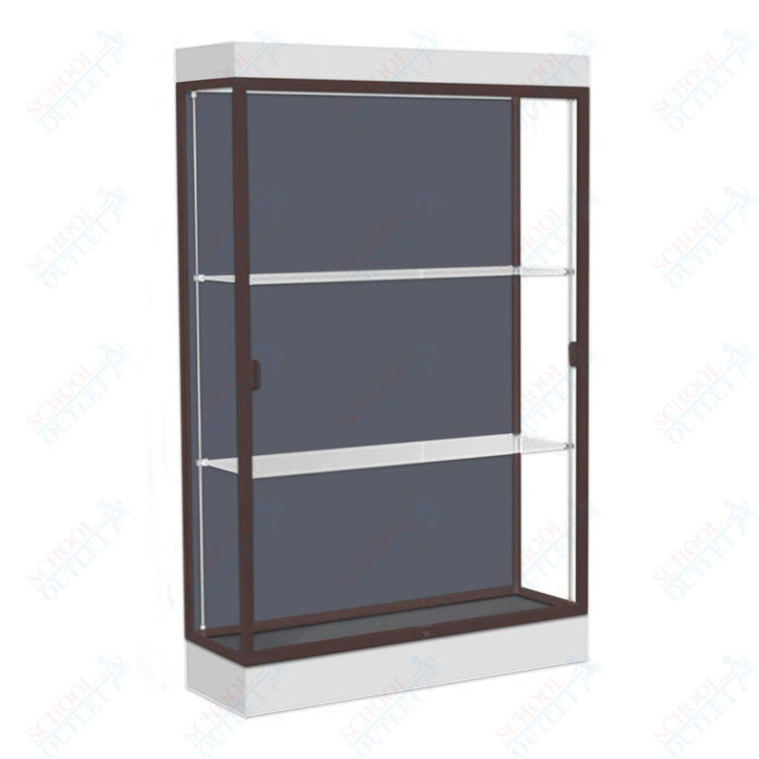 Waddell Edge 92 Lighted Floor Case w/ Slate Back & Dark Bronze Frame - 48"W x 76"H x 20"D(Waddell WAD - 92LFSL - BZ) - SchoolOutlet