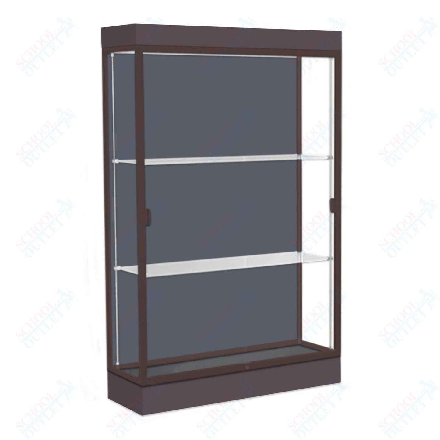Waddell Edge 92 Lighted Floor Case w/ Slate Back & Dark Bronze Frame - 48"W x 76"H x 20"D(Waddell WAD - 92LFSL - BZ) - SchoolOutlet