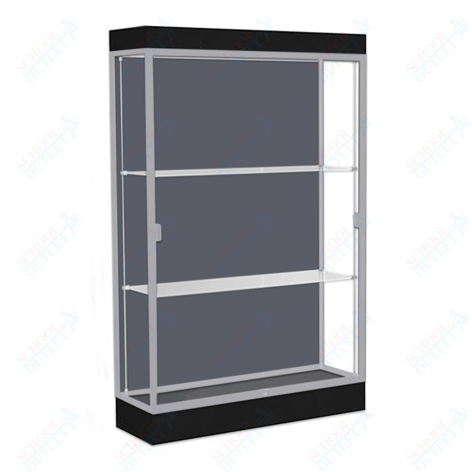 Waddell Edge 92 Lighted Floor Case w/ Slate Back & Satin Natural Frame - 48"W x 76"H x 20"D(Waddell WAD - 92LFSL - SN) - SchoolOutlet
