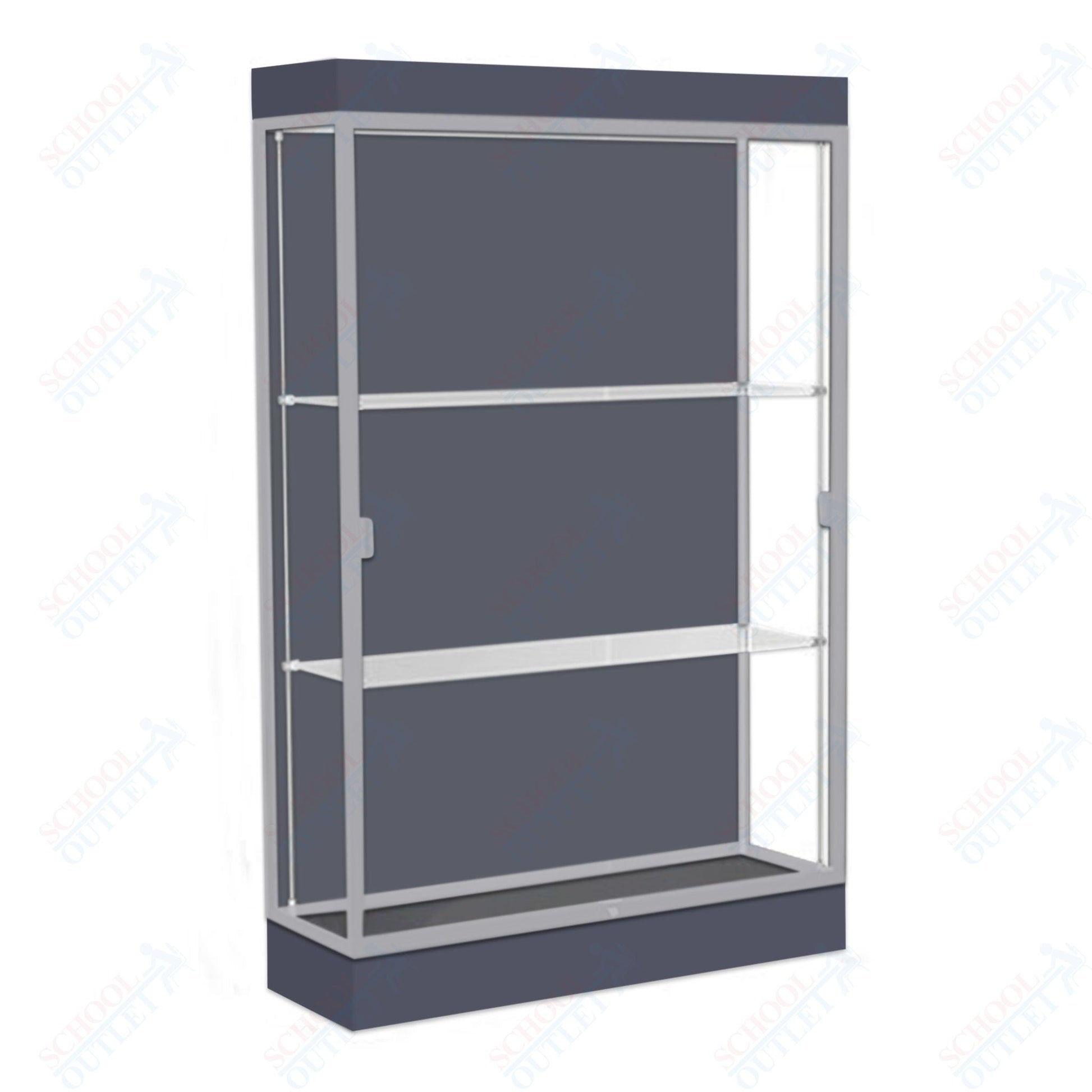 Waddell Edge 92 Lighted Floor Case w/ Slate Back & Satin Natural Frame - 48"W x 76"H x 20"D(Waddell WAD - 92LFSL - SN) - SchoolOutlet