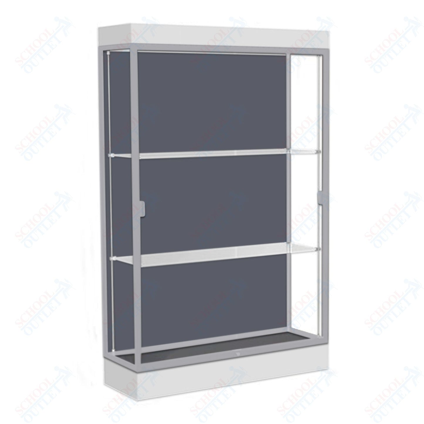 Waddell Edge 92 Lighted Floor Case w/ Slate Back & Satin Natural Frame - 48"W x 76"H x 20"D(Waddell WAD - 92LFSL - SN) - SchoolOutlet