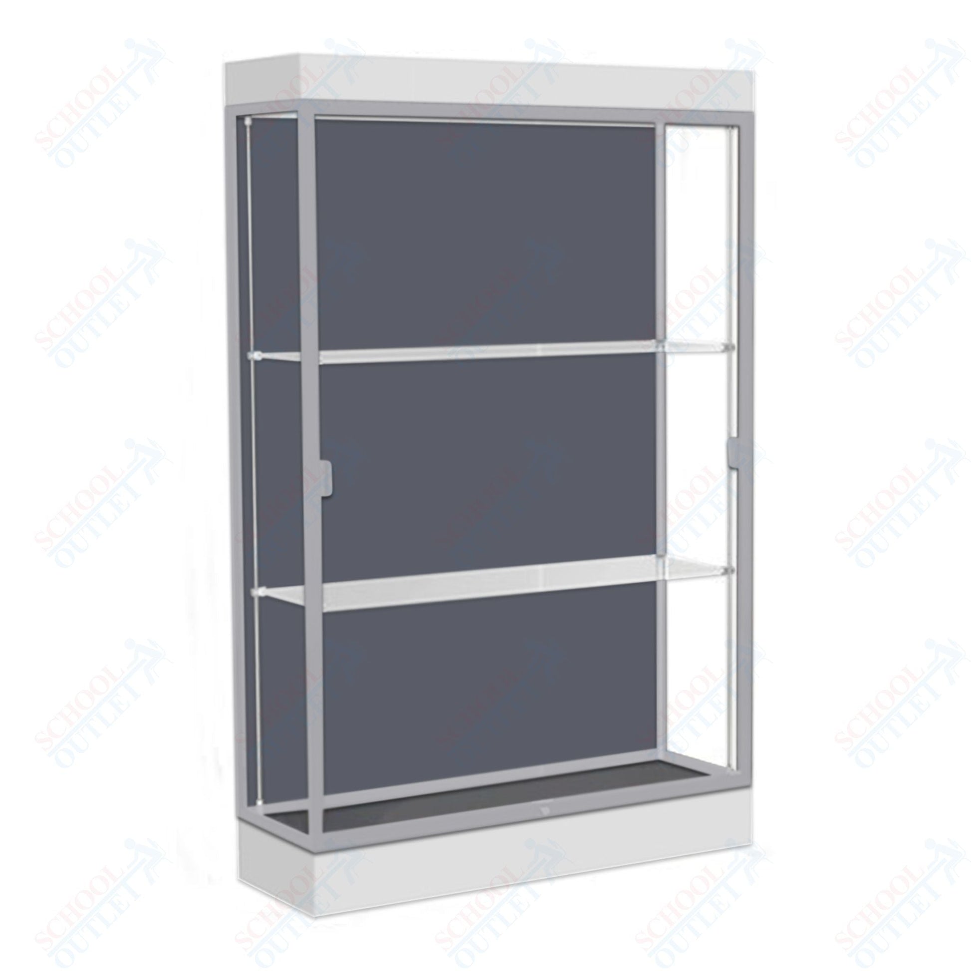 Waddell Edge 92 Lighted Floor Case w/ Slate Back & Satin Natural Frame - 48"W x 76"H x 20"D(Waddell WAD - 92LFSL - SN) - SchoolOutlet