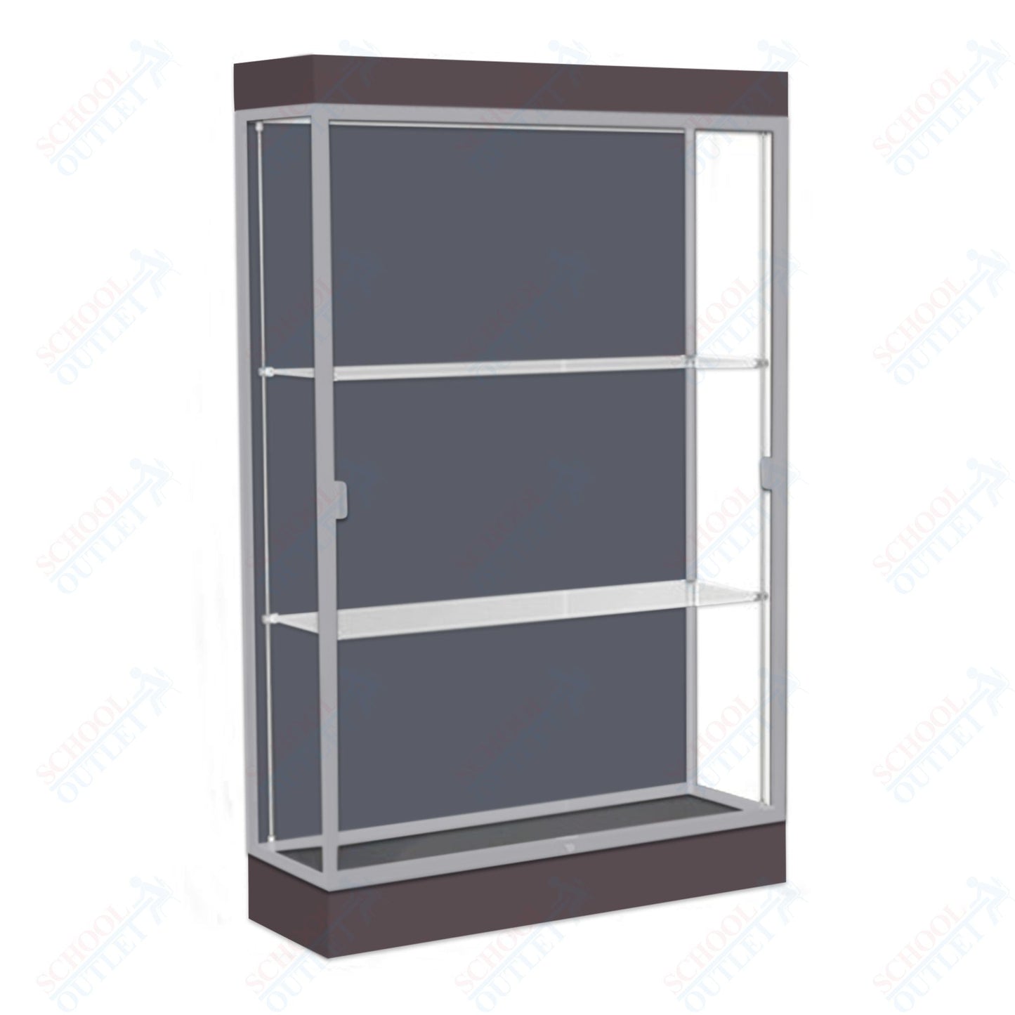 Waddell Edge 92 Lighted Floor Case w/ Slate Back & Satin Natural Frame - 48"W x 76"H x 20"D(Waddell WAD - 92LFSL - SN) - SchoolOutlet