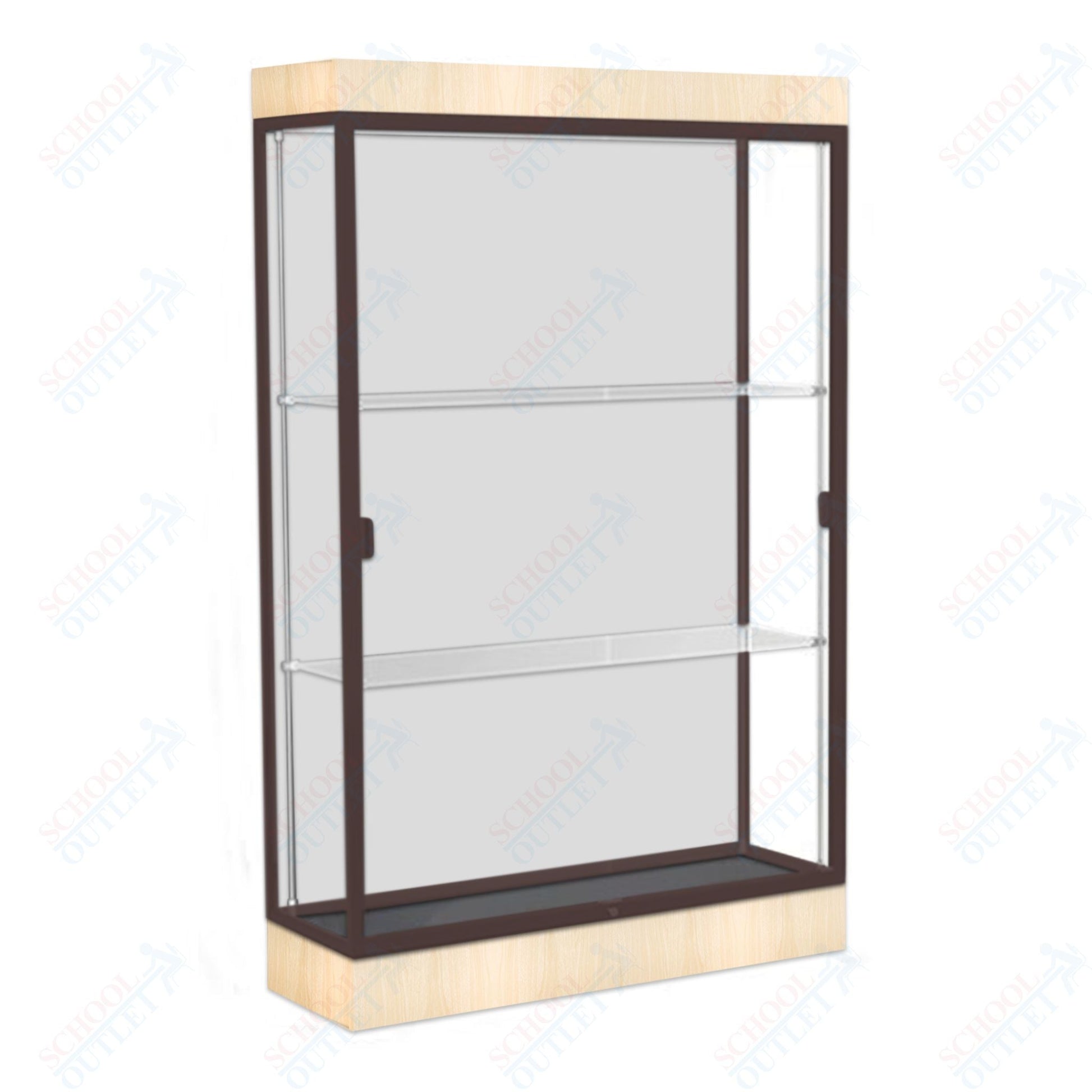 Waddell Edge 92 Lighted Floor Case w/ White Back & Dark Bronze Frame - 48"W x 76"H x 20"D(Waddell WAD - 92LFWH - BZ) - SchoolOutlet
