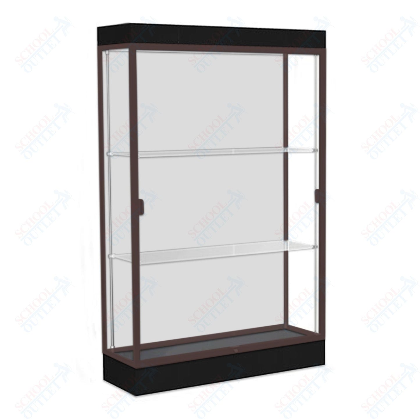 Waddell Edge 92 Lighted Floor Case w/ White Back & Dark Bronze Frame - 48"W x 76"H x 20"D(Waddell WAD - 92LFWH - BZ) - SchoolOutlet