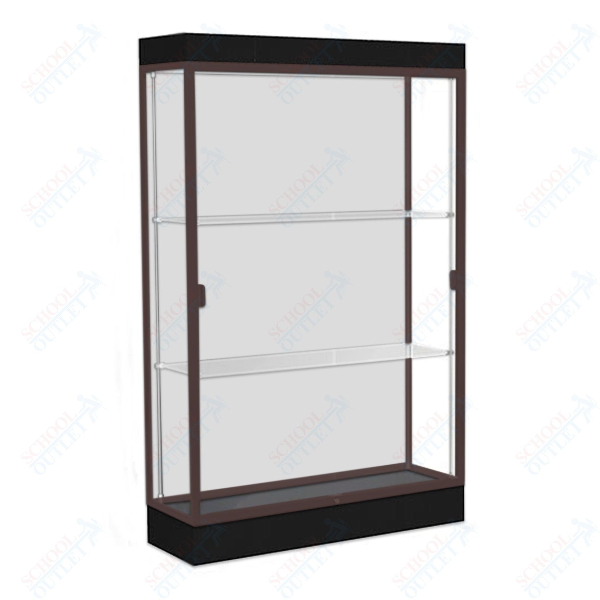 Waddell Edge 92 Lighted Floor Case w/ White Back & Dark Bronze Frame - 48"W x 76"H x 20"D(Waddell WAD - 92LFWH - BZ) - SchoolOutlet