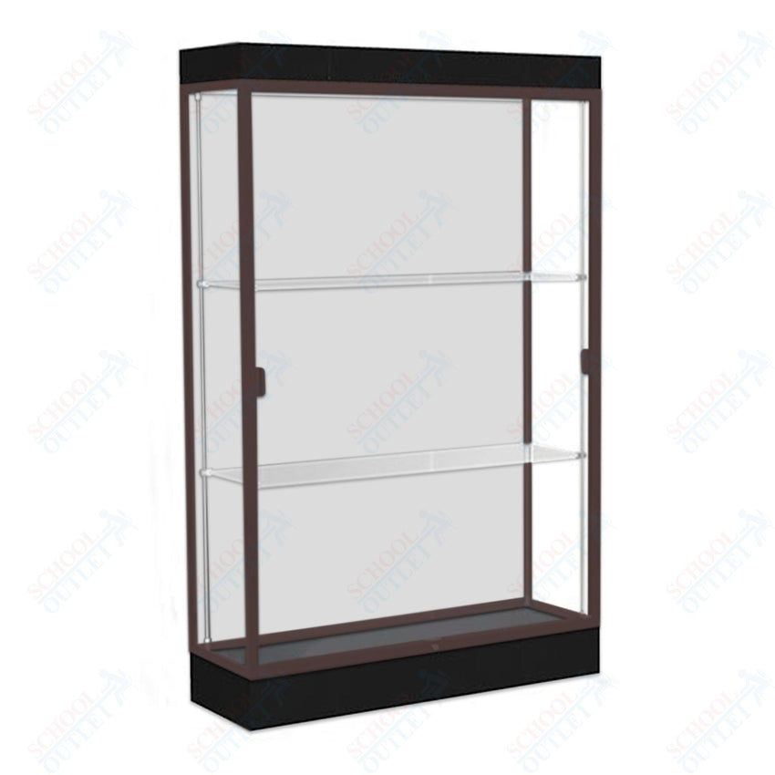 Waddell Edge 92 Lighted Floor Case w/ White Back & Dark Bronze Frame - 48"W x 76"H x 20"D(Waddell WAD - 92LFWH - BZ) - SchoolOutlet
