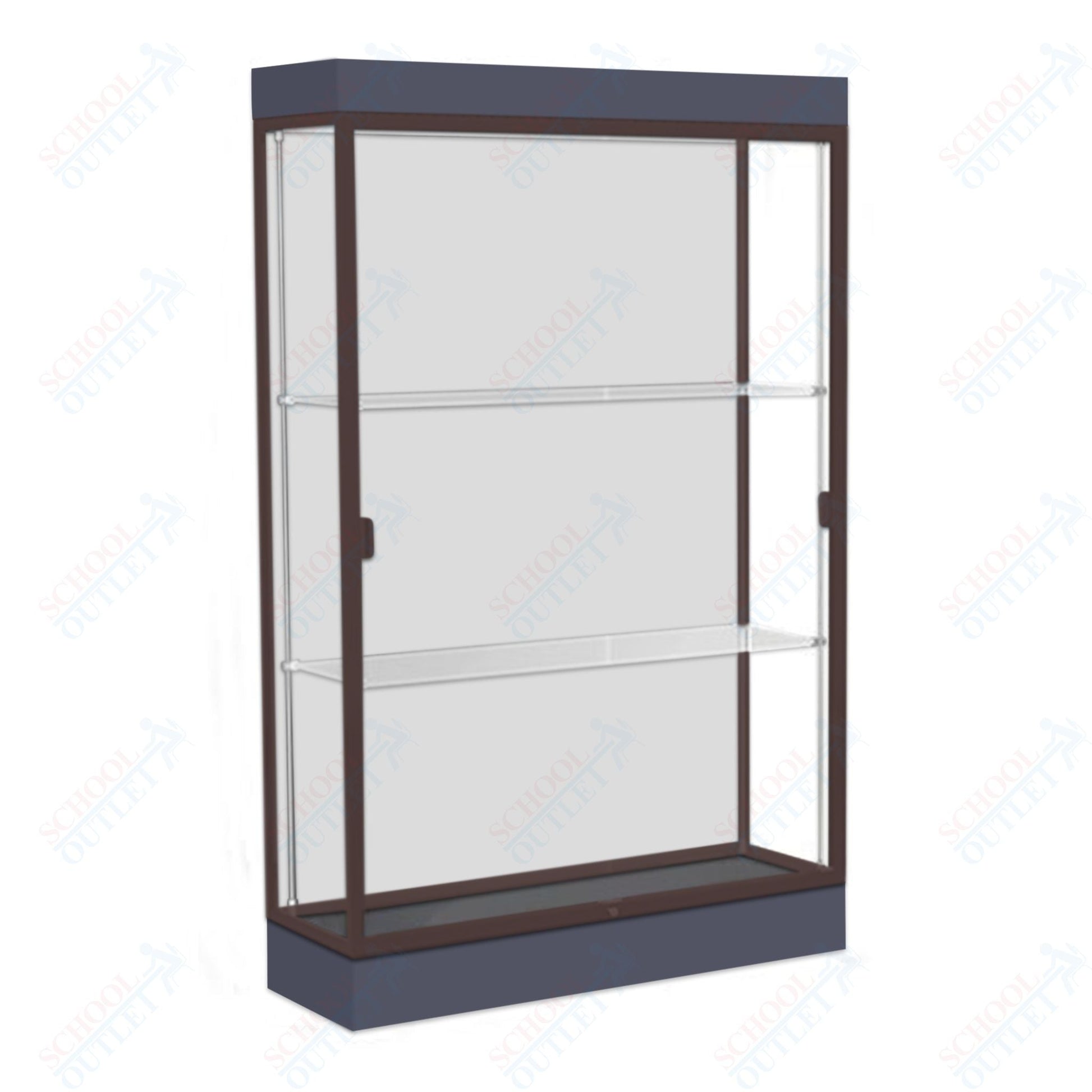 Waddell Edge 92 Lighted Floor Case w/ White Back & Dark Bronze Frame - 48"W x 76"H x 20"D(Waddell WAD - 92LFWH - BZ) - SchoolOutlet