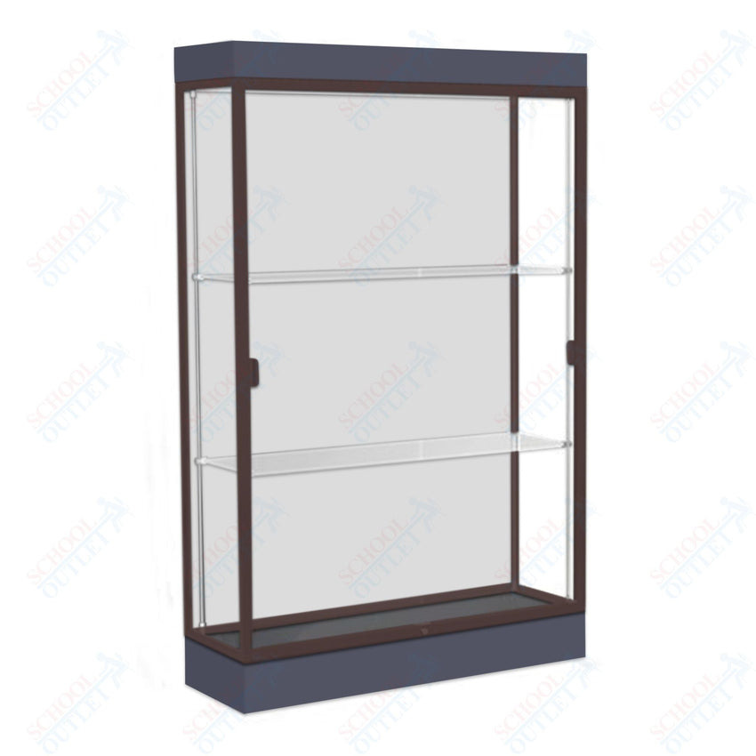 Waddell Edge 92 Lighted Floor Case w/ White Back & Dark Bronze Frame - 48"W x 76"H x 20"D(Waddell WAD - 92LFWH - BZ) - SchoolOutlet