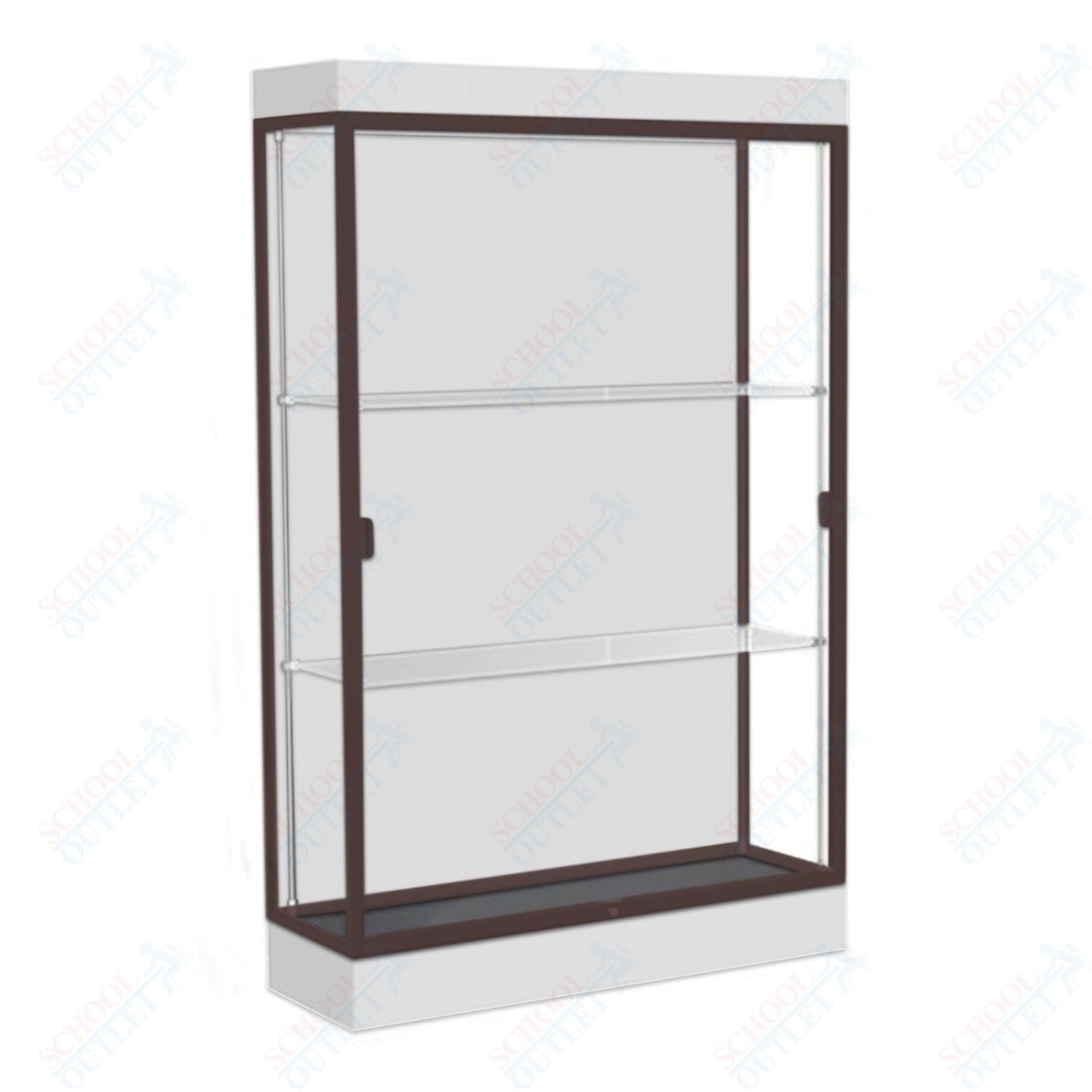 Waddell Edge 92 Lighted Floor Case w/ White Back & Dark Bronze Frame - 48"W x 76"H x 20"D(Waddell WAD - 92LFWH - BZ) - SchoolOutlet