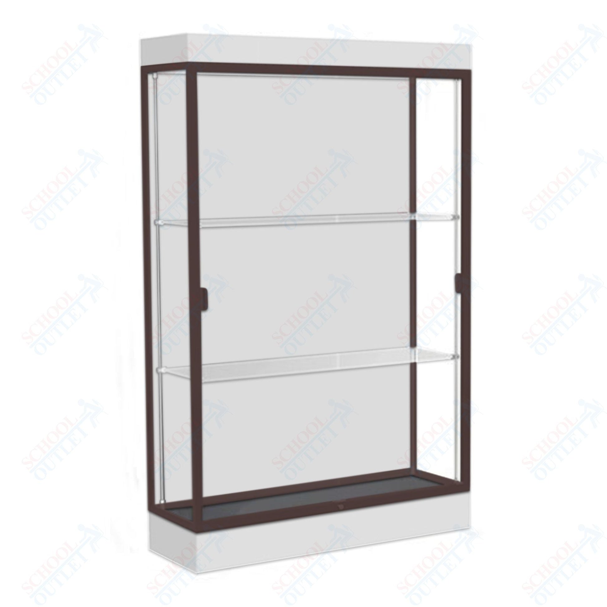 Waddell Edge 92 Lighted Floor Case w/ White Back & Dark Bronze Frame - 48"W x 76"H x 20"D(Waddell WAD - 92LFWH - BZ) - SchoolOutlet