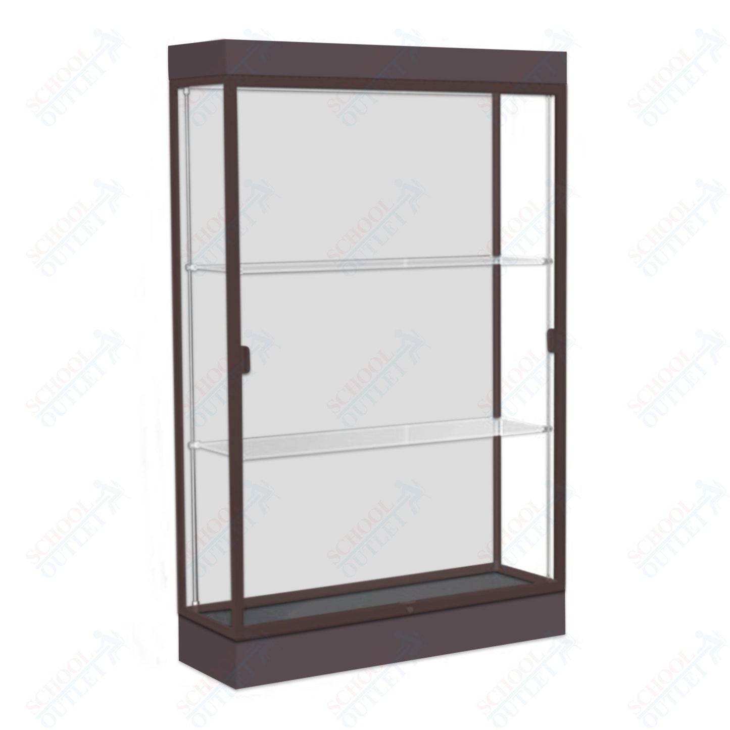 Waddell Edge 92 Lighted Floor Case w/ White Back & Dark Bronze Frame - 48"W x 76"H x 20"D(Waddell WAD - 92LFWH - BZ) - SchoolOutlet