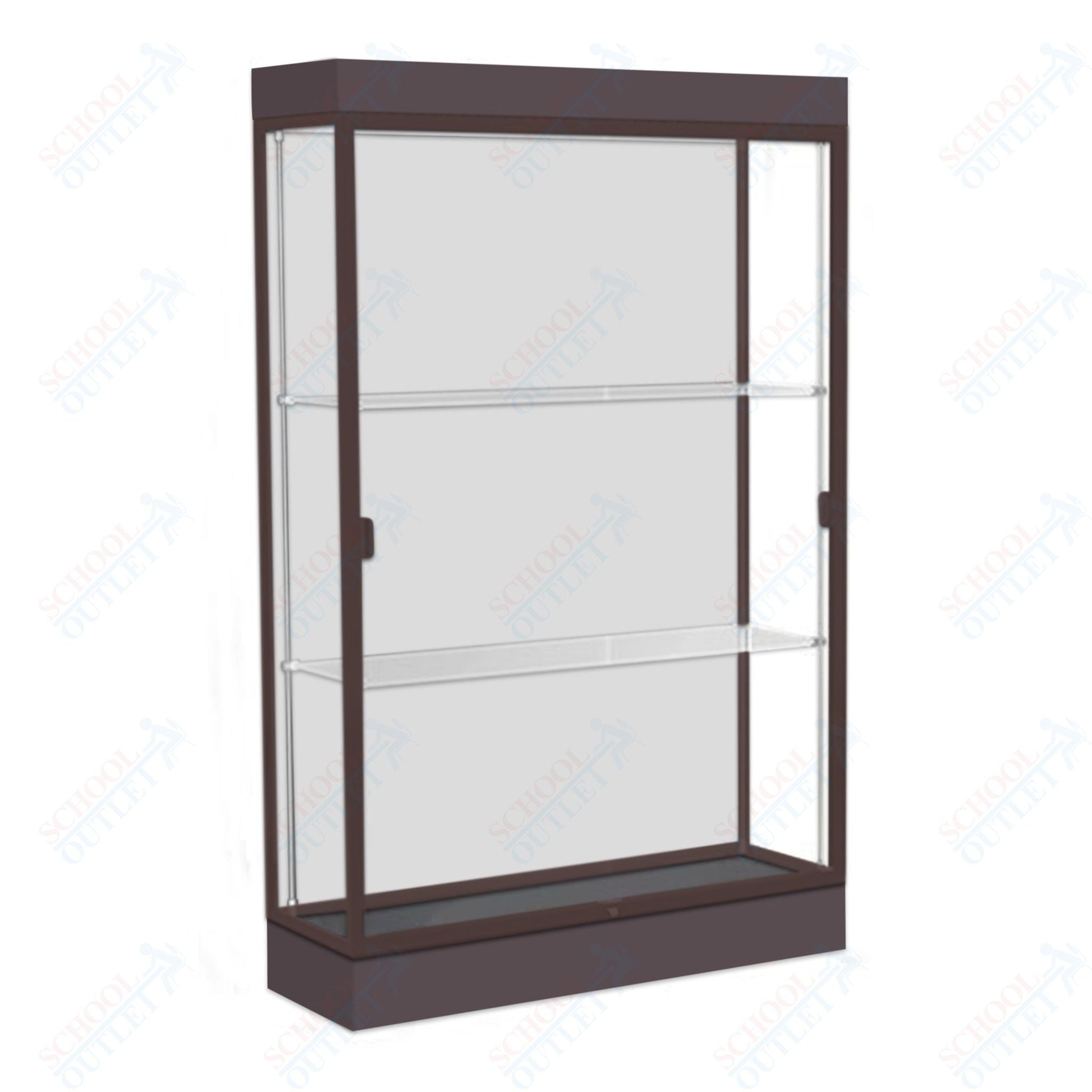 Waddell Edge 92 Lighted Floor Case w/ White Back & Dark Bronze Frame - 48"W x 76"H x 20"D(Waddell WAD - 92LFWH - BZ) - SchoolOutlet