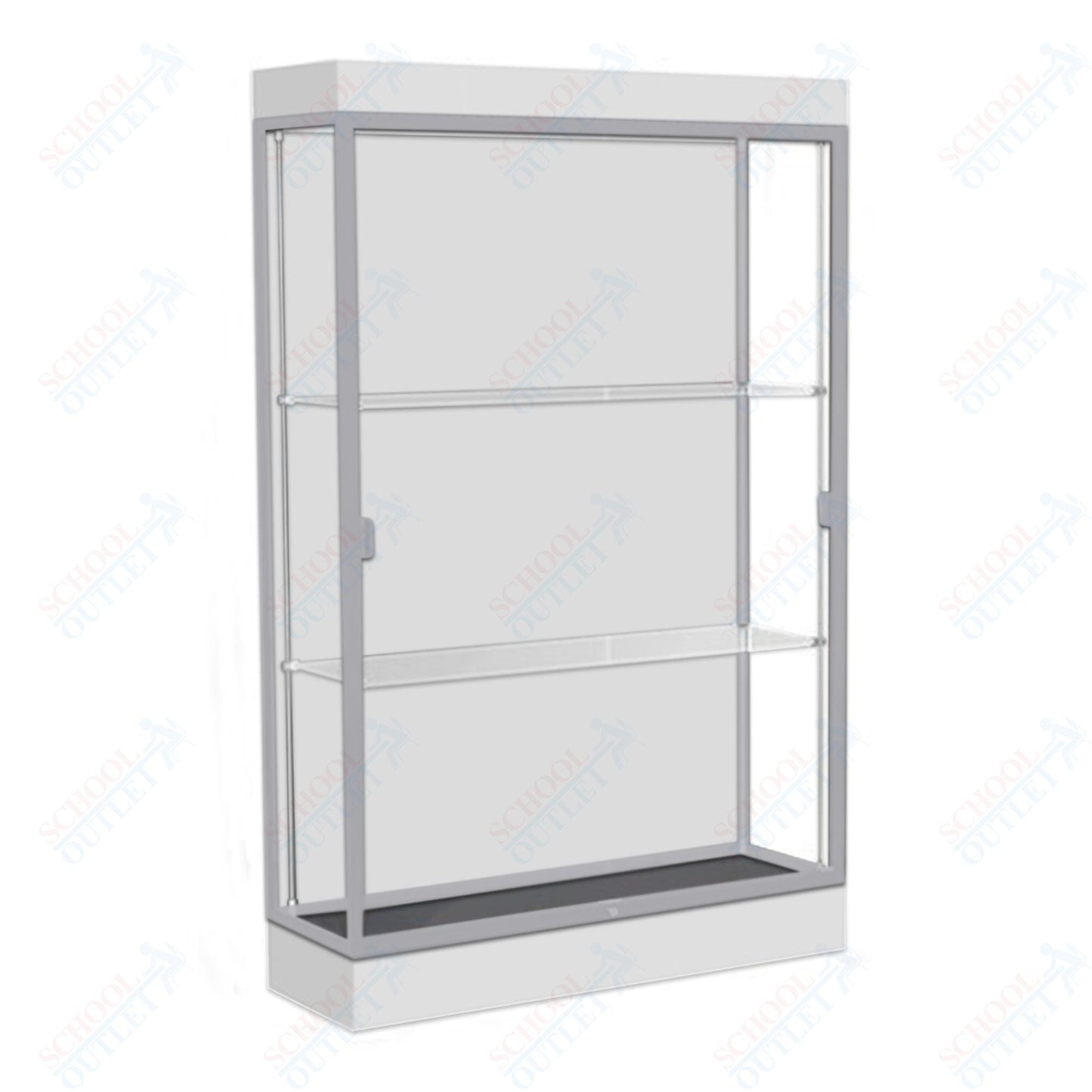 Waddell Edge 92 Lighted Floor Case w/ White Back & Satin Natural Frame - 48"W x 76"H x 20"D(Waddell WAD - 92LFWH - SN) - SchoolOutlet