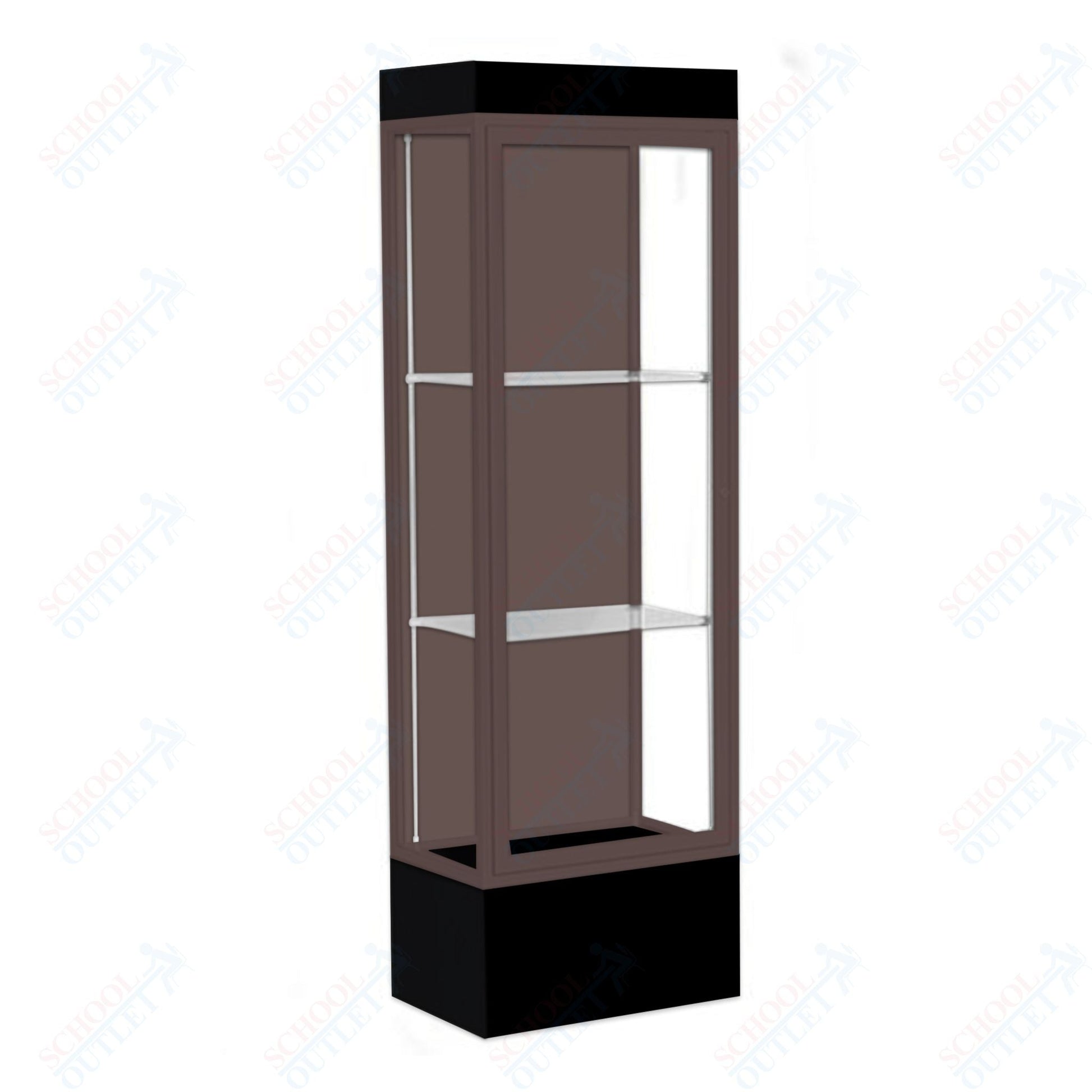 Waddell Edge 93 Lighted Floor Case w/ Chocolate Back & Dark Bronze Frame - 24"W x 76"H x 20"D(Waddell WAD - 93LFCO - BZ) - SchoolOutlet
