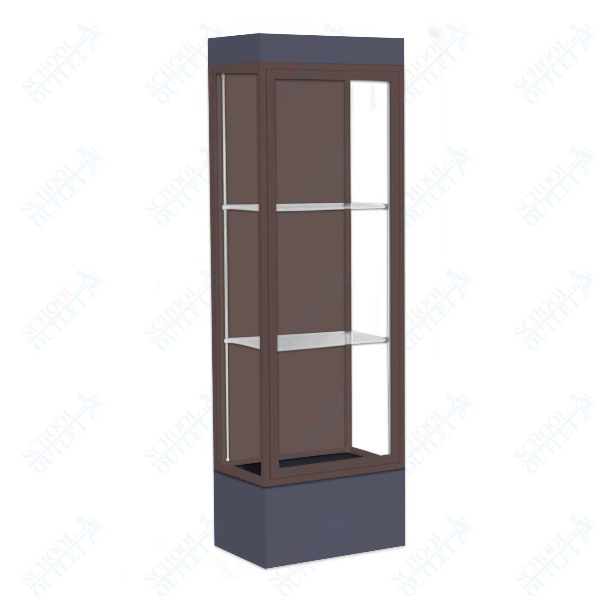 Waddell Edge 93 Lighted Floor Case w/ Chocolate Back & Dark Bronze Frame - 24"W x 76"H x 20"D(Waddell WAD - 93LFCO - BZ) - SchoolOutlet