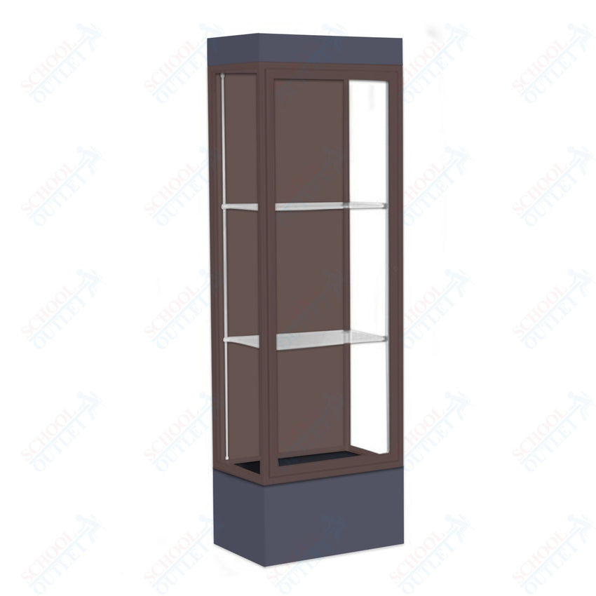 Waddell Edge 93 Lighted Floor Case w/ Chocolate Back & Dark Bronze Frame - 24"W x 76"H x 20"D(Waddell WAD - 93LFCO - BZ) - SchoolOutlet